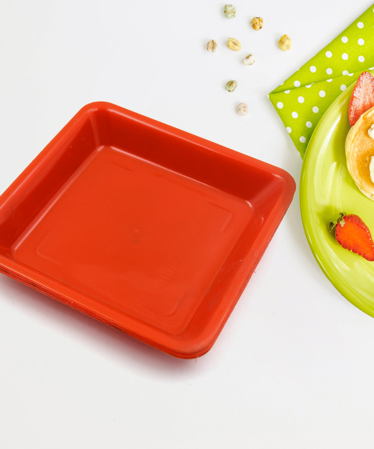 Square Plastic Halwa Dinner Plate Snacks / Breakfast, Restaurant Serving Trays Home School Coffee Hotel Kitchen Office (3 Pcs Set)