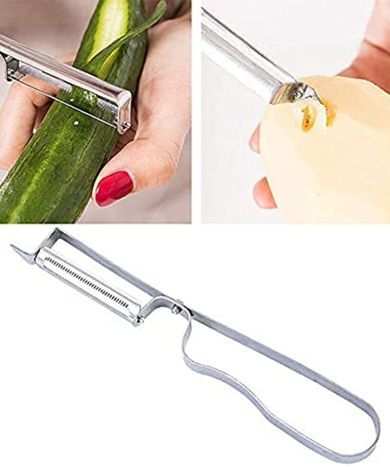 3 In 1 Stainless Steel Vegetable and Fruit Peeler Set (3 Pcs Set)
