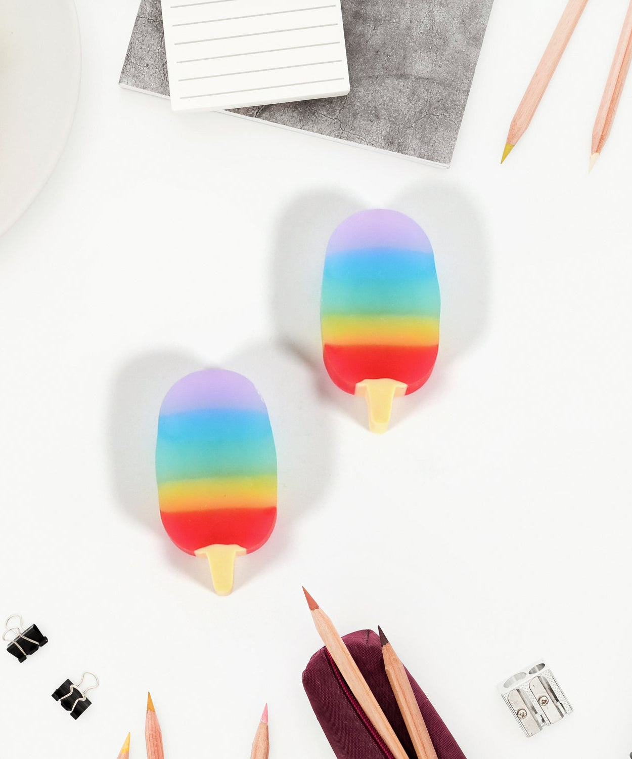 Jelly Popsicle Erasers – Cute & Fancy Mini Erasers for Kids (2 Pc Set, Mix Design)
