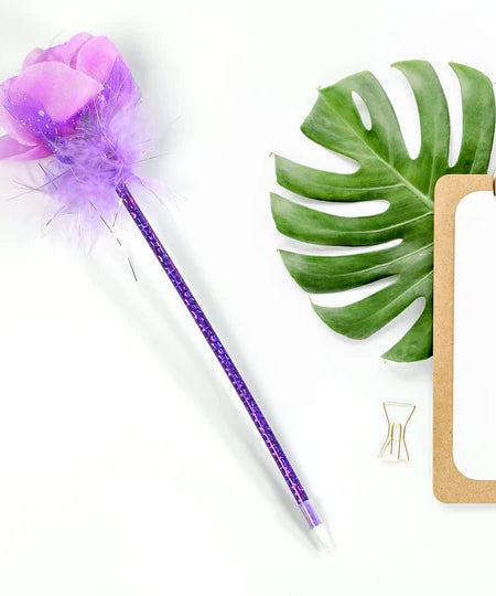 FASHION ROSE FLOWER & STAR DESIGN BALL PEN SMOOTH WRITING FOR WEDDING , EVENTS & MULTIUSE PEN ( SET OF 5PC)