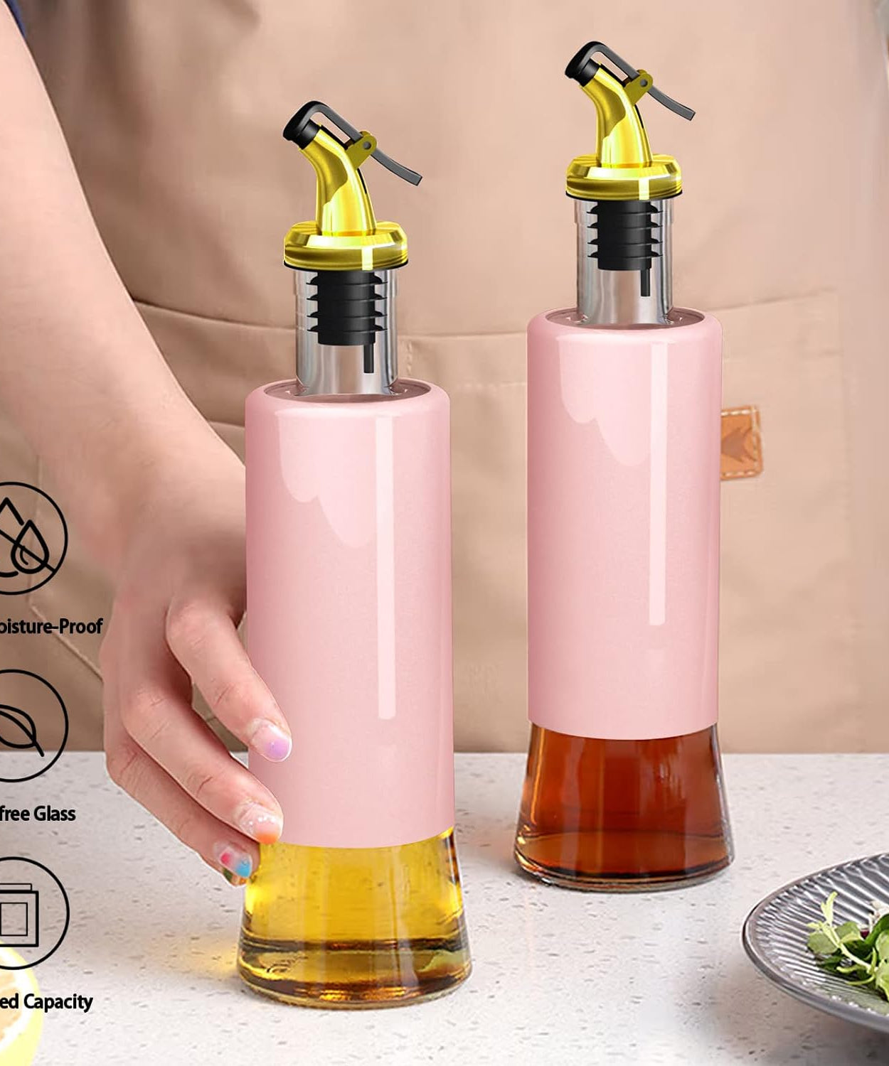 Olive Oil Dispenser – Leakproof Glass Bottle with Non-Drip Spout for Kitchen & Cooking (300 ML)