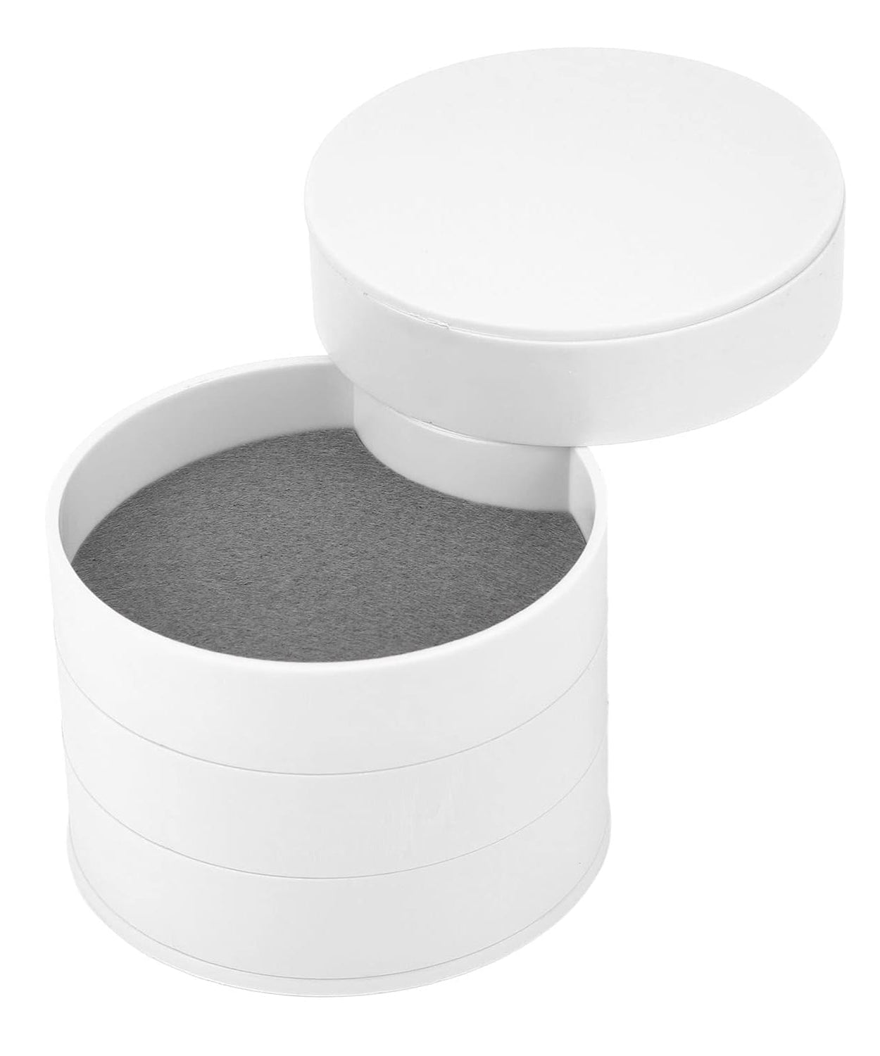 Jewelry storage box with mirror, rotating design, and four layers for organizing.