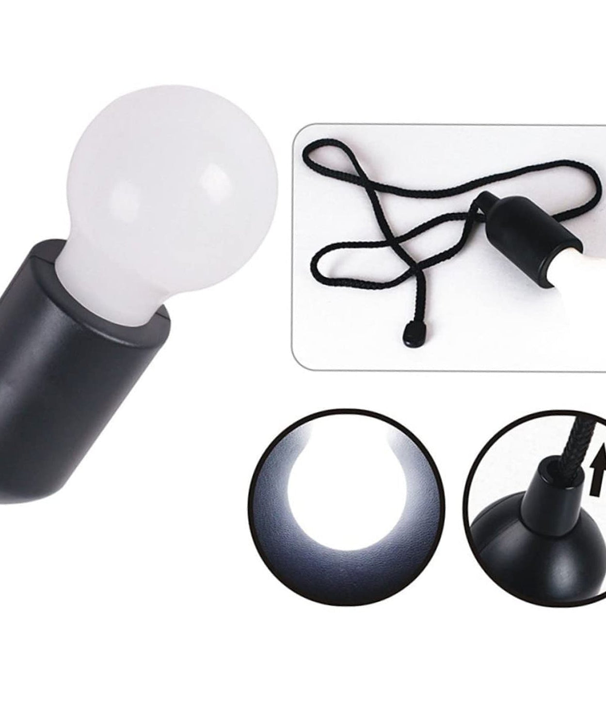 LED Pull Cord Light – Hanging Black LED Bulb (1 Pc)