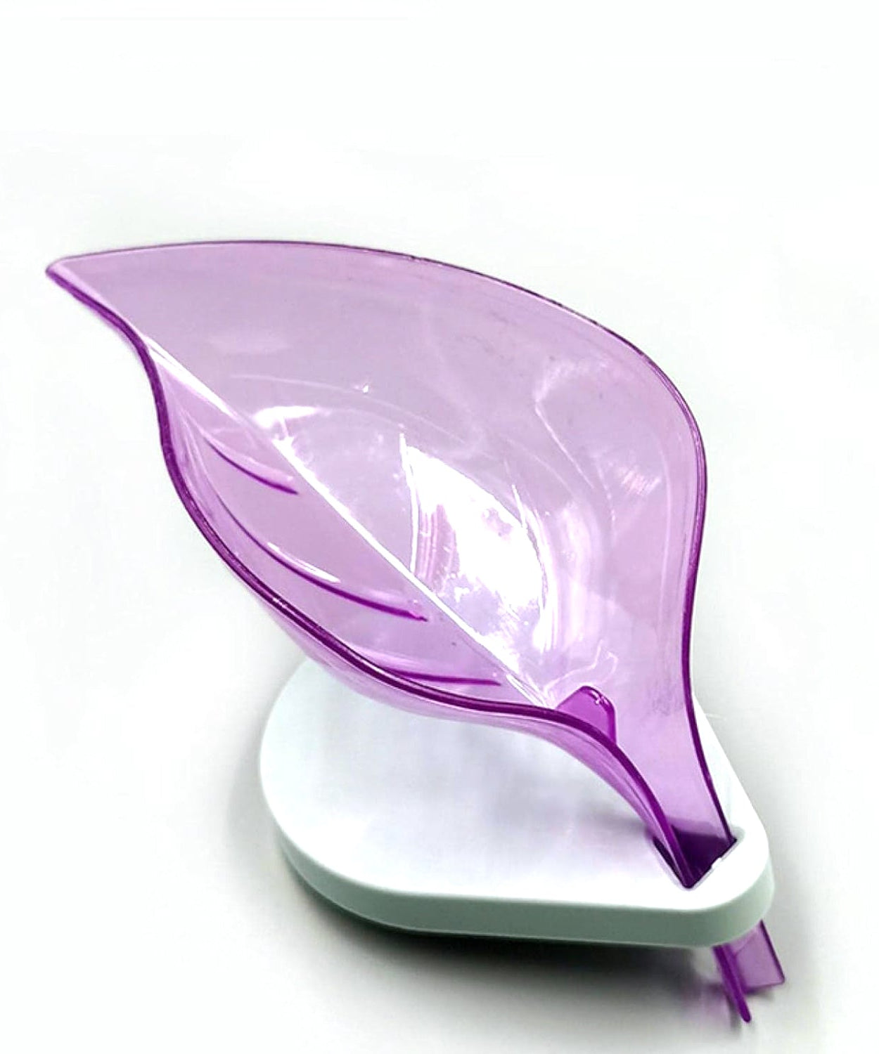 Suction cup soap tray with leaf design for bathroom