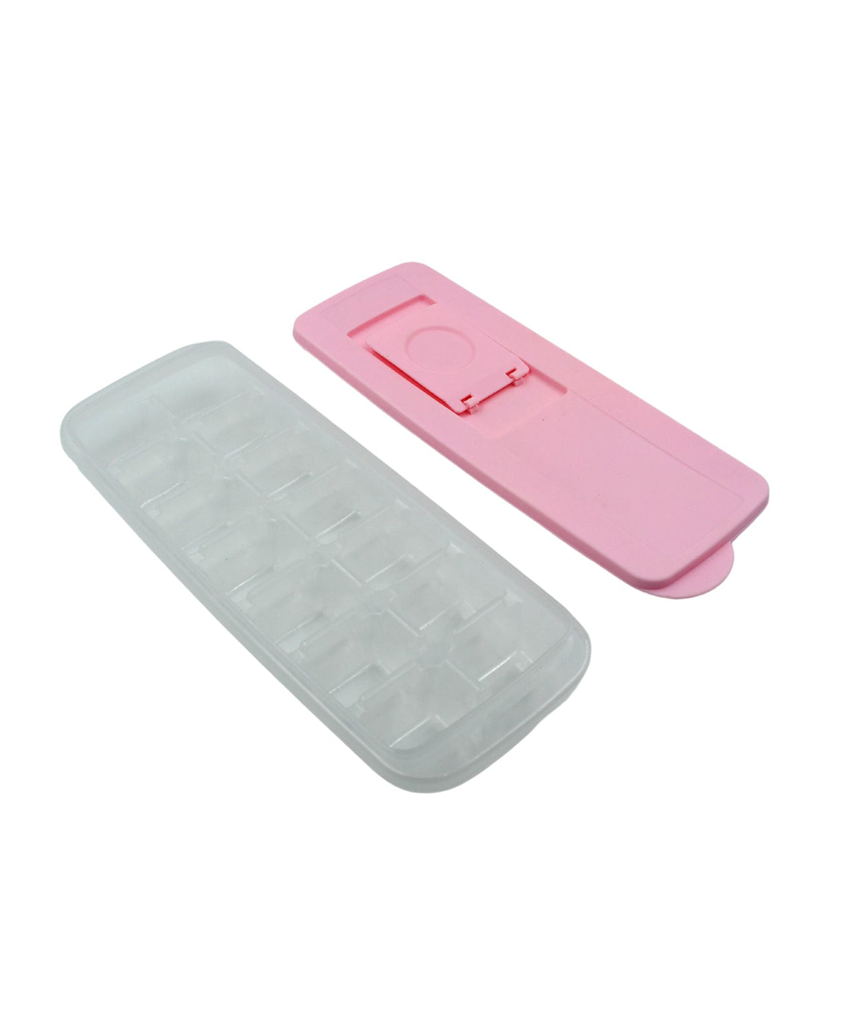 Stackable silicone ice tray with lid, food-grade material, makes 14 ice cubes easily.