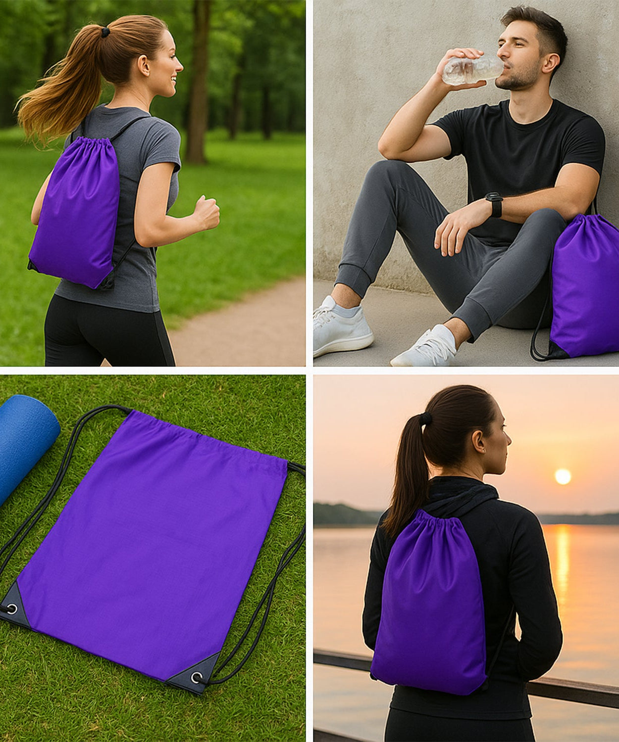 Water-Resistant Nylon Drawstring Backpack Bag (1 Pc / Mix Color & Design)