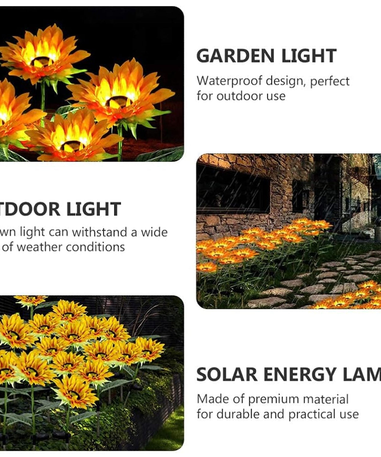 Garden Solar Sunflower Outdoor LED Light  Inserted Ground Simulation Plant (4 Pcs Set)