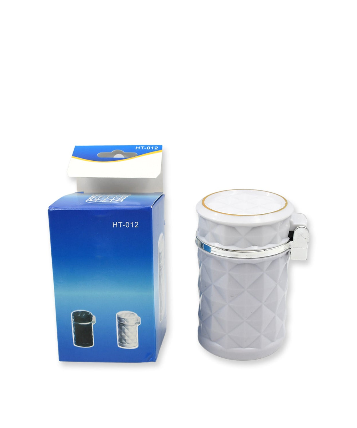 Car ashtray with lid and LED light, portable for travel