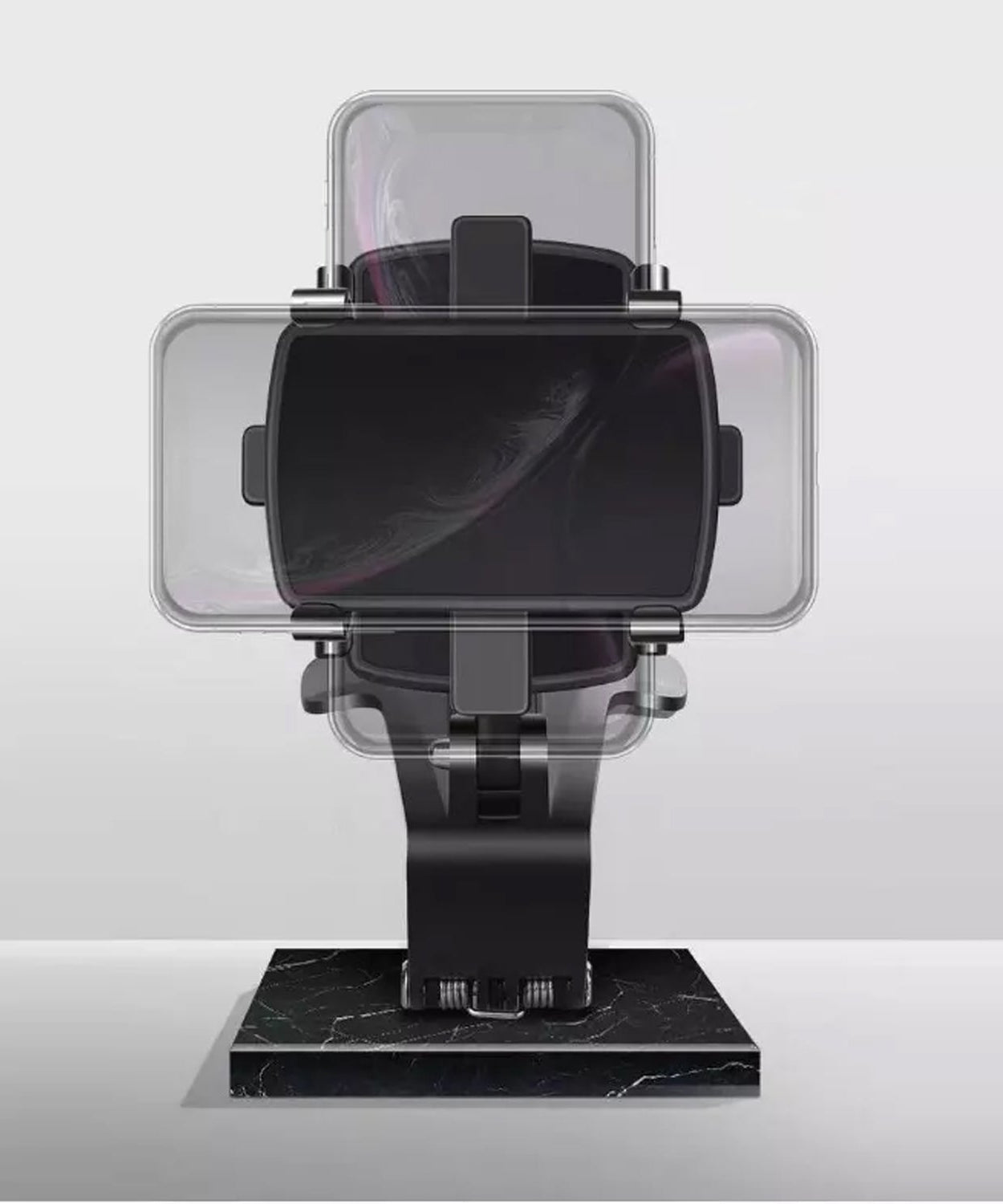 Car phone holder with 180-degree rotation, stable for dashboard use