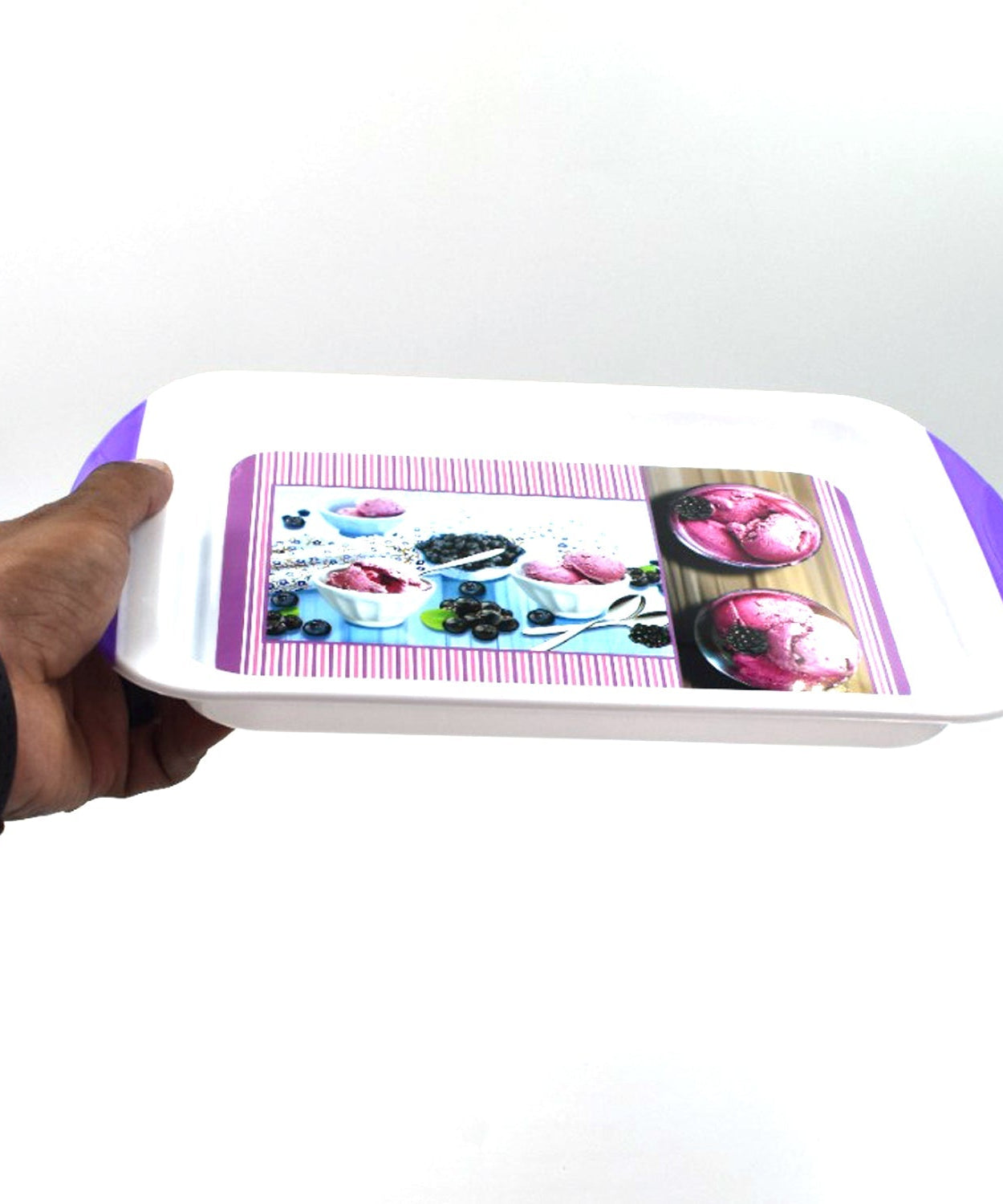 Compact plastic tray, ideal for kitchen and other general purposes.