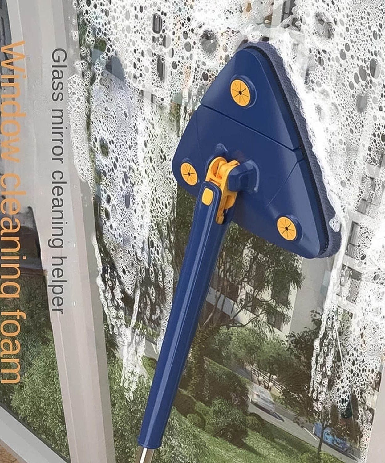 360° Rotatable Mop Triangle Mop with Long Handle (1 Pc / 113 Cm)