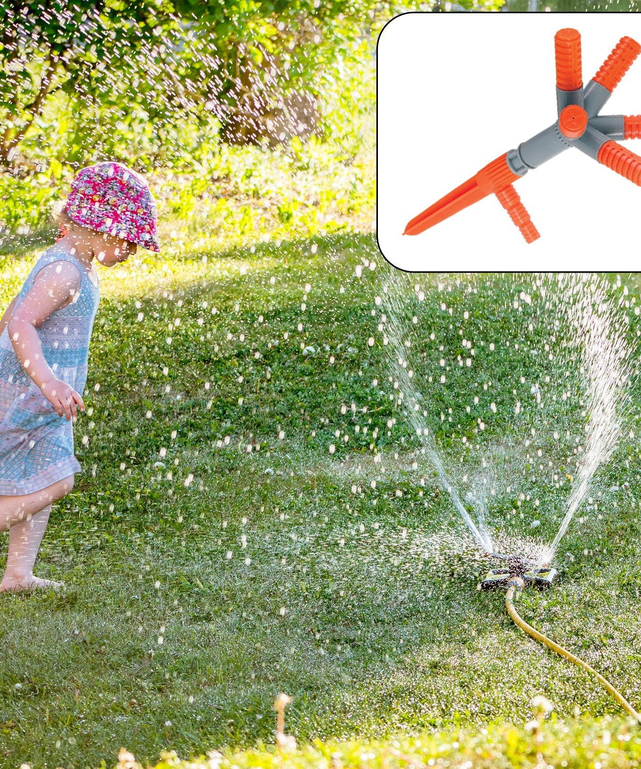 Garden Sprinkler 360° Rotating Adjustable Round 5 Arm Lawn Water Sprinkler for Watering Garden Plants / Pipe Hose Irrigation Yard Water Sprayer