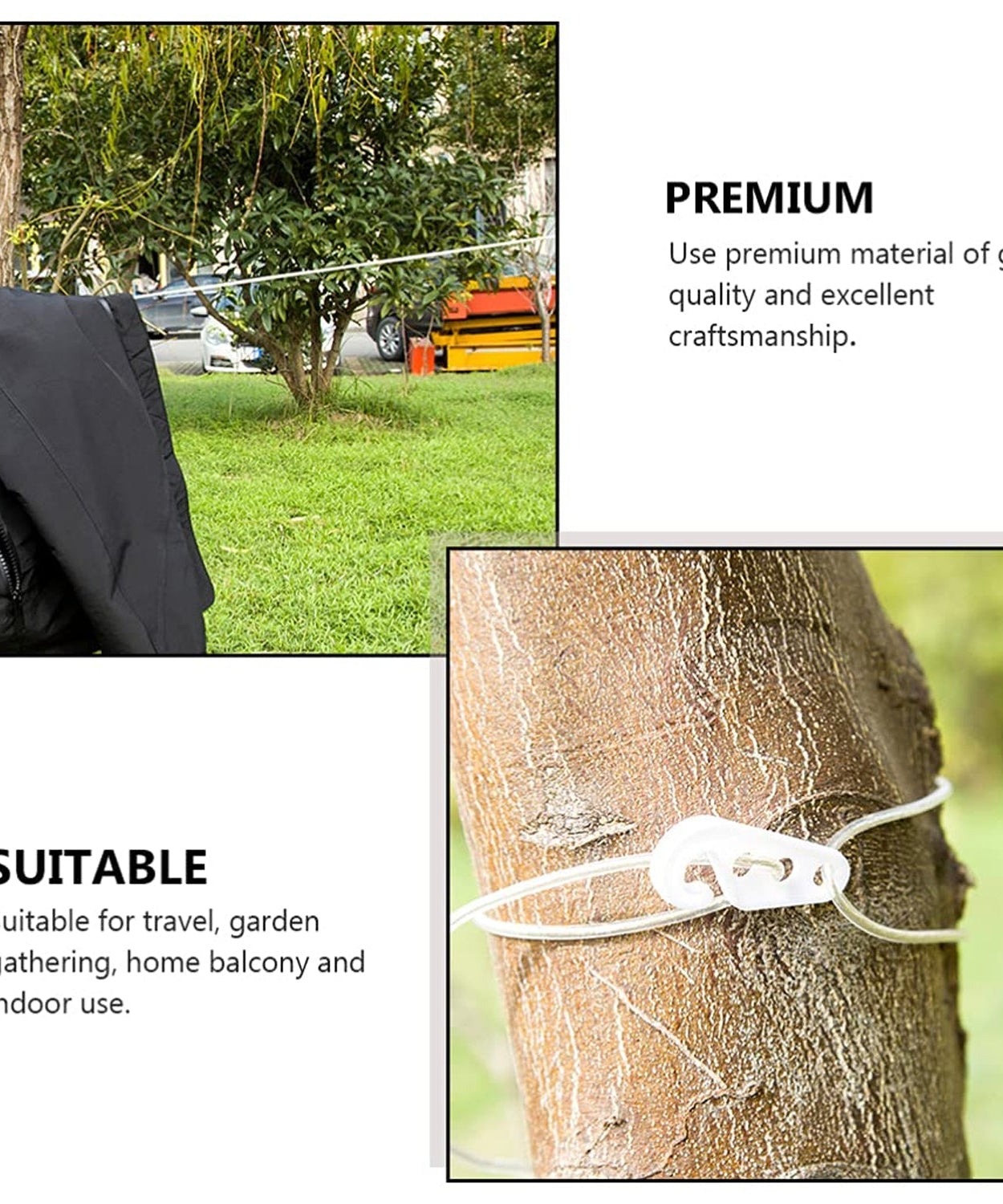 Clothesline Portable Travel Clothesline Adjustable with 2 Plastic Hooks (10 M Approx / 1 Pc)