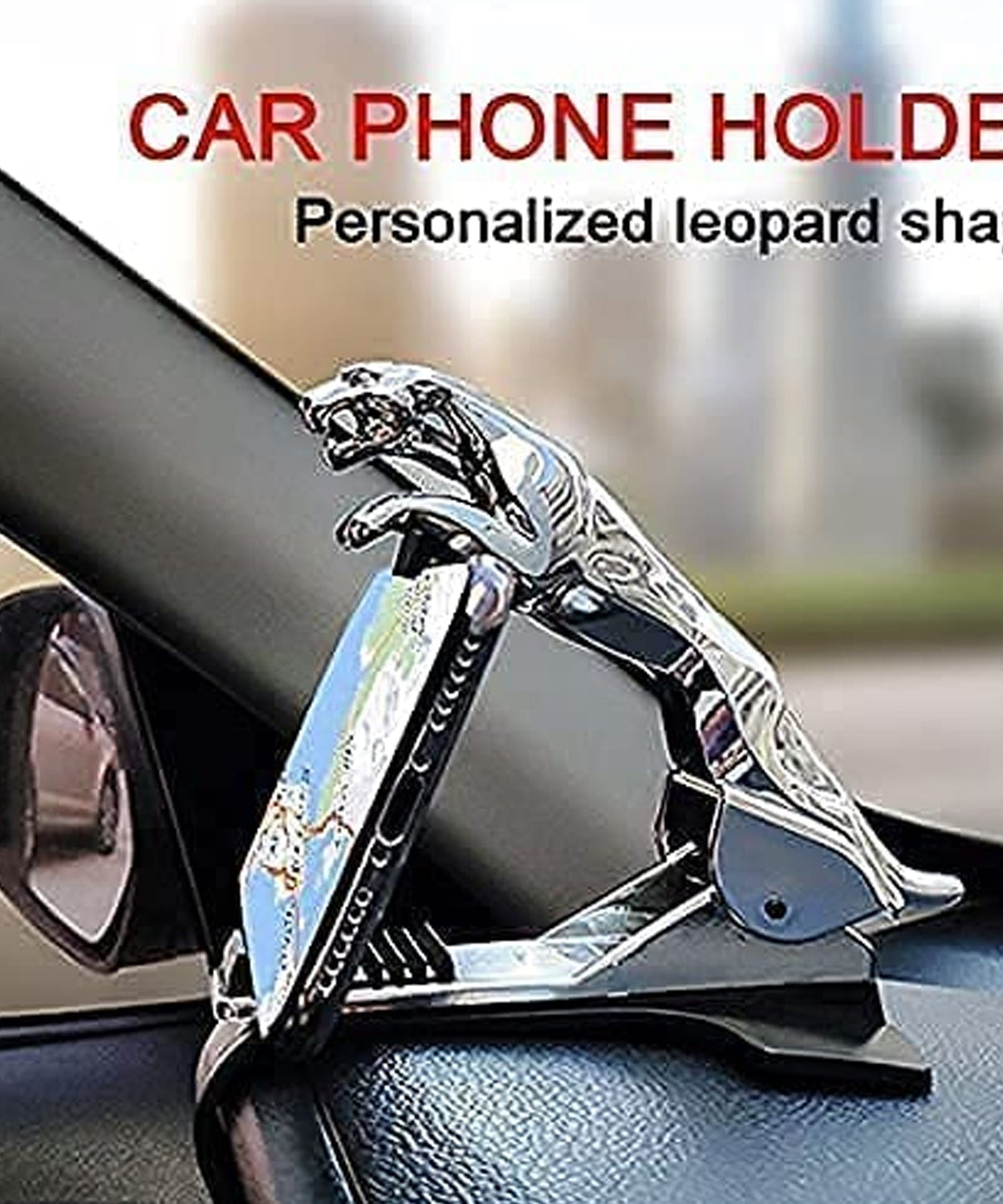 Car phone clip with jaguar design