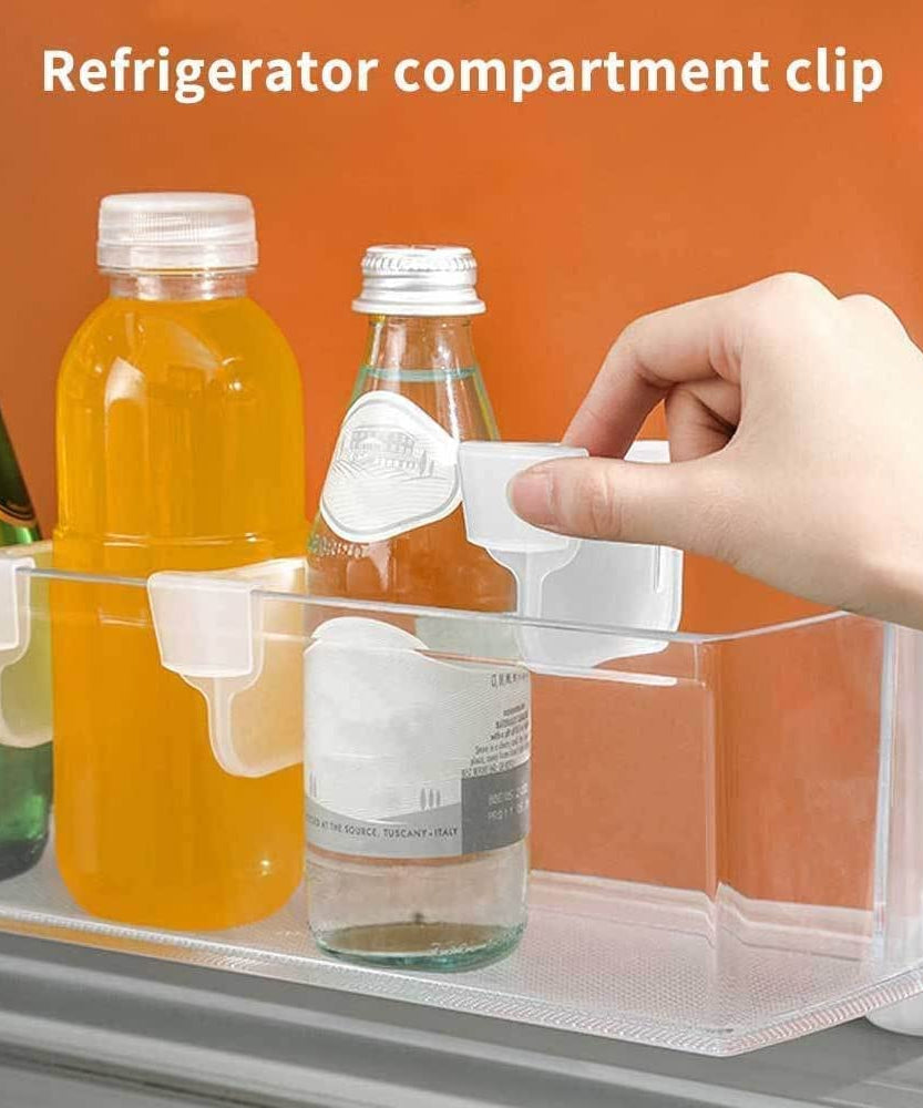 Plastic Storage Baskets Space allocator, Refrigerator Organizer Bins partition Clip (10 Pcs Set)