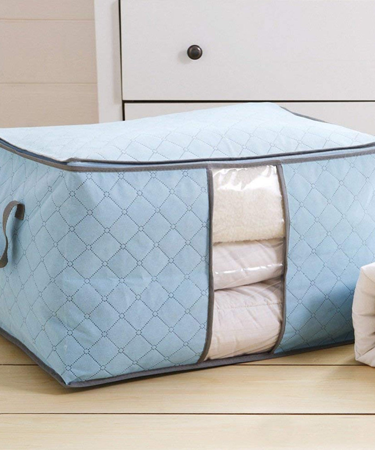 Premium Quilted Foldable Storage Bag with Transparent Window