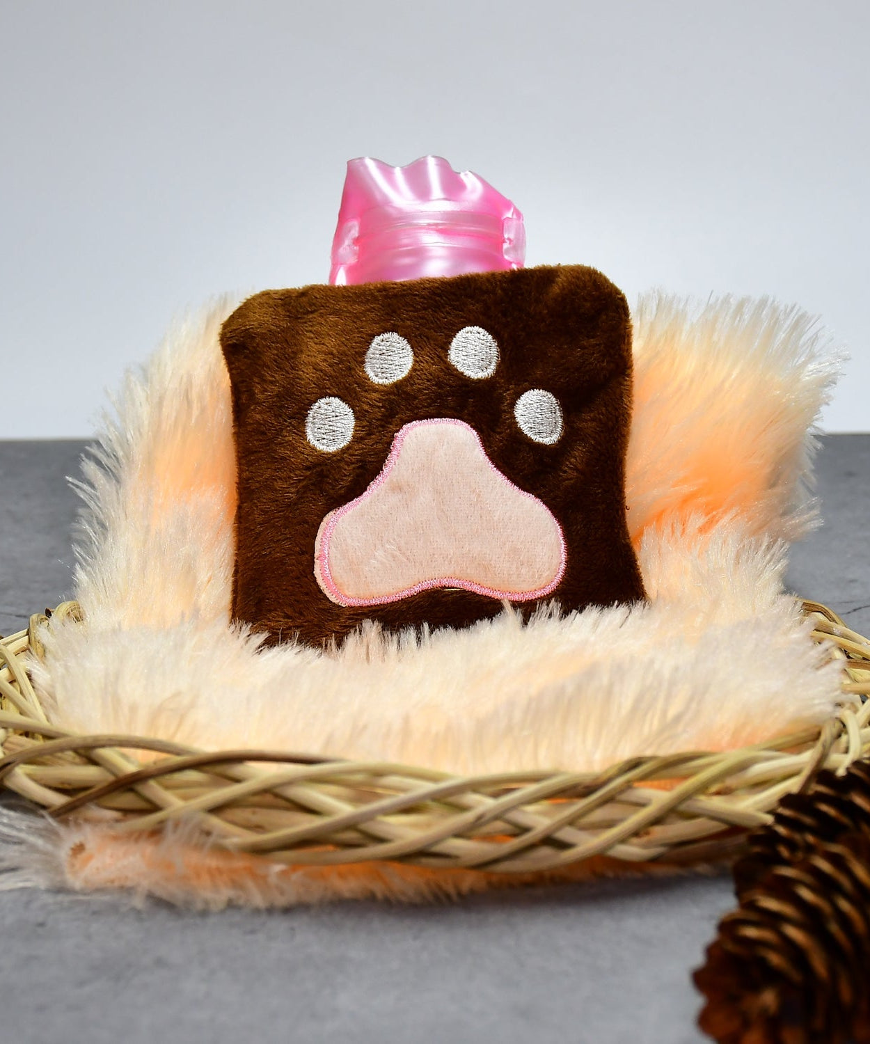 Paw Print Small Hot Water Bag with Cover for Pain Relief