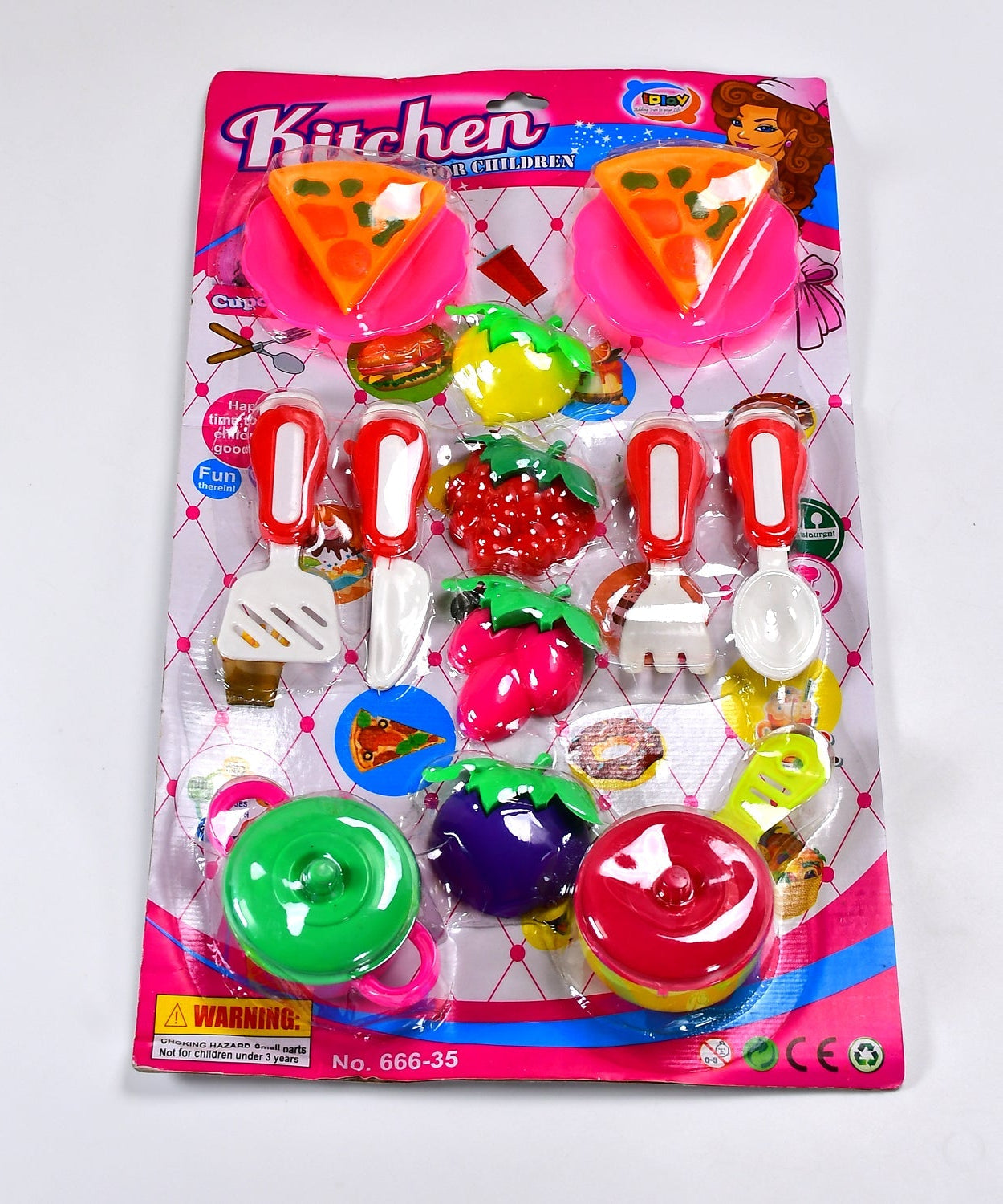 Plastic toy kitchen set with accessories