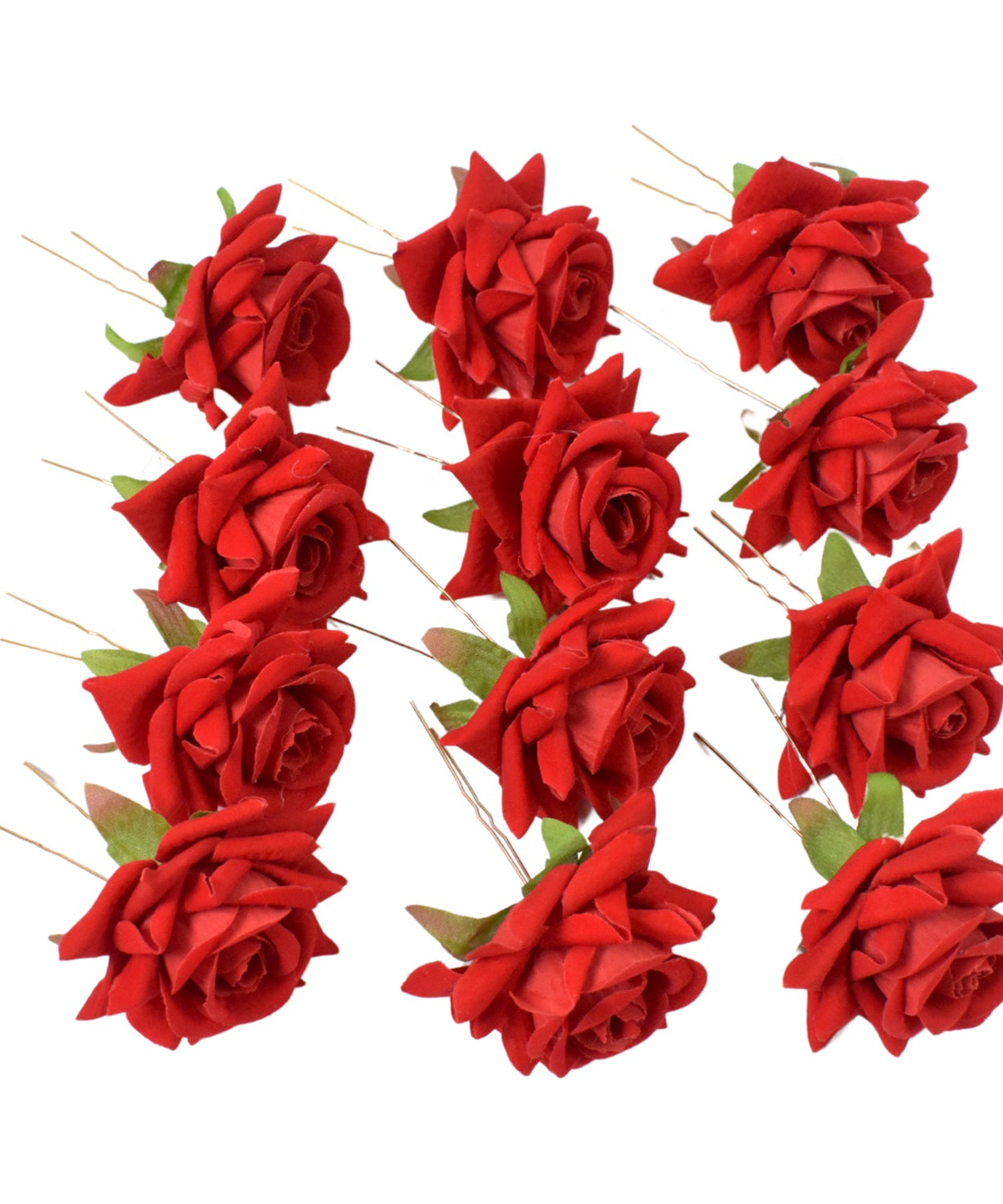 Hair Clip Red Rose Bridal Hair Pins Rose (12 Pcs Set / Red Color Only), Hair accessories