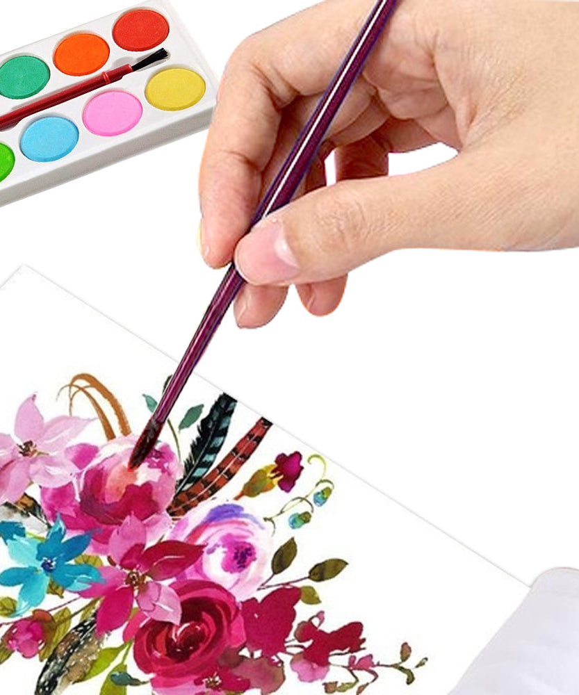 Complete watercolor kit with 12 shades and brush.