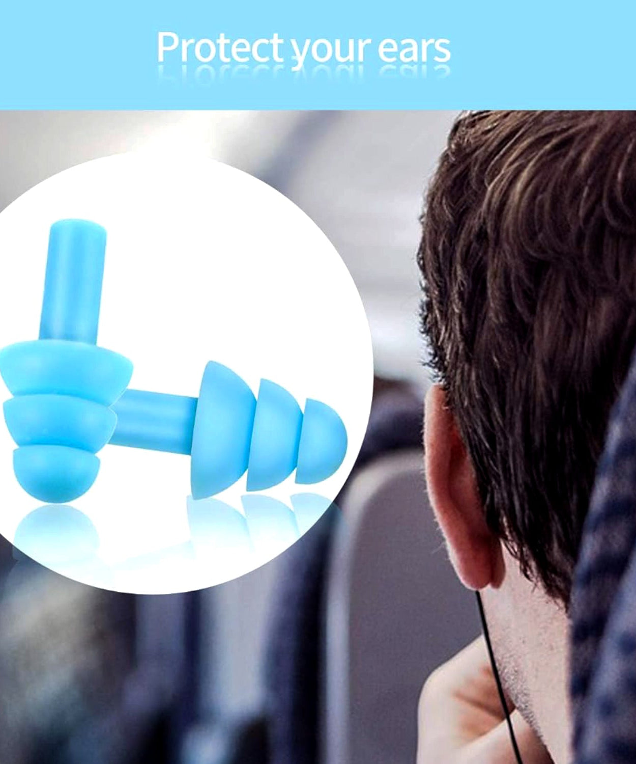 Reusable soft foam ear plugs, ideal for sleeping and noise reduction, set of 2.