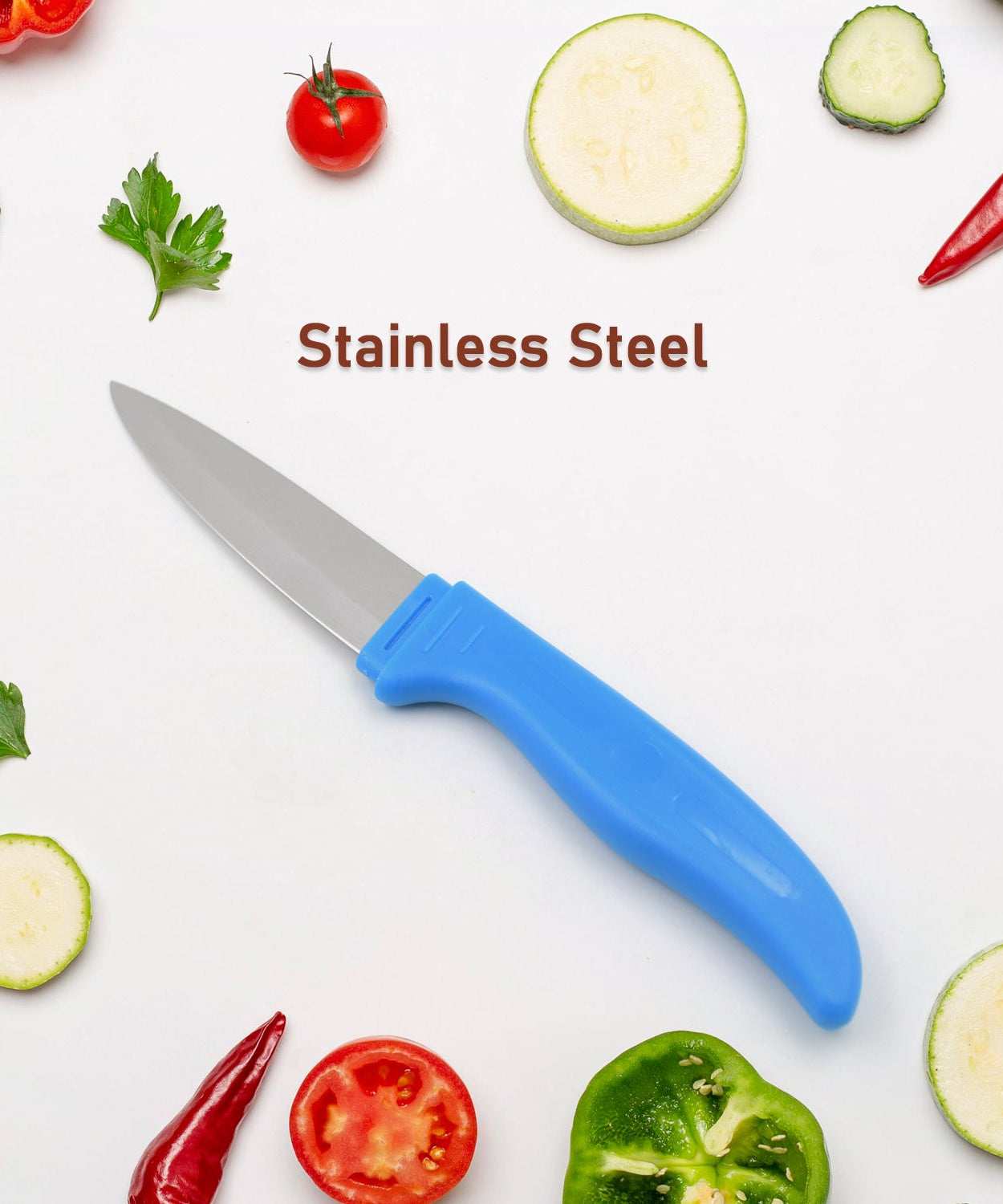 Single piece kitchen knife with non-slip handle and blade cover
