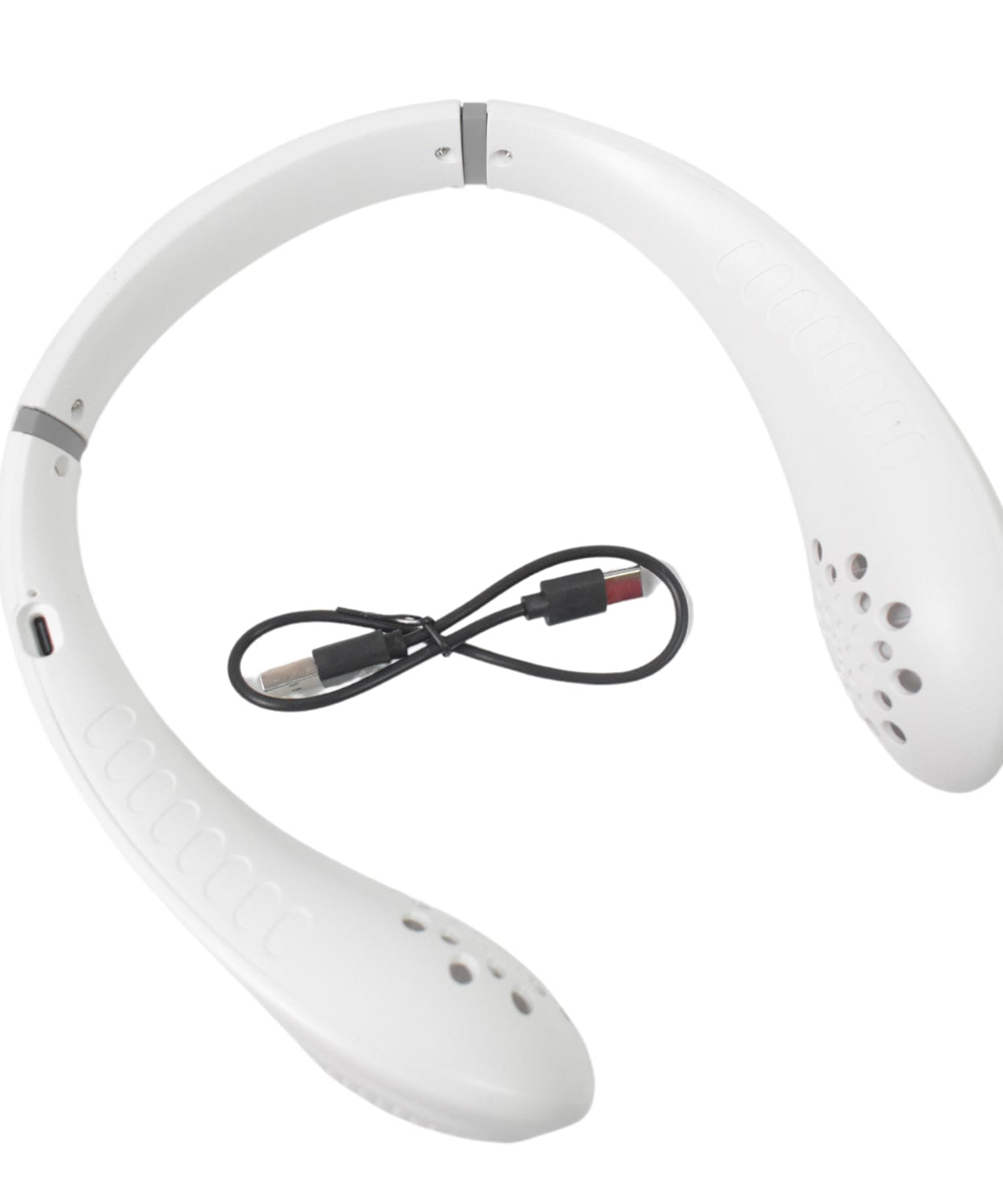 Portable USB Rechargeable Neck Fan – Wearable, 3 Speeds, Headphone Design