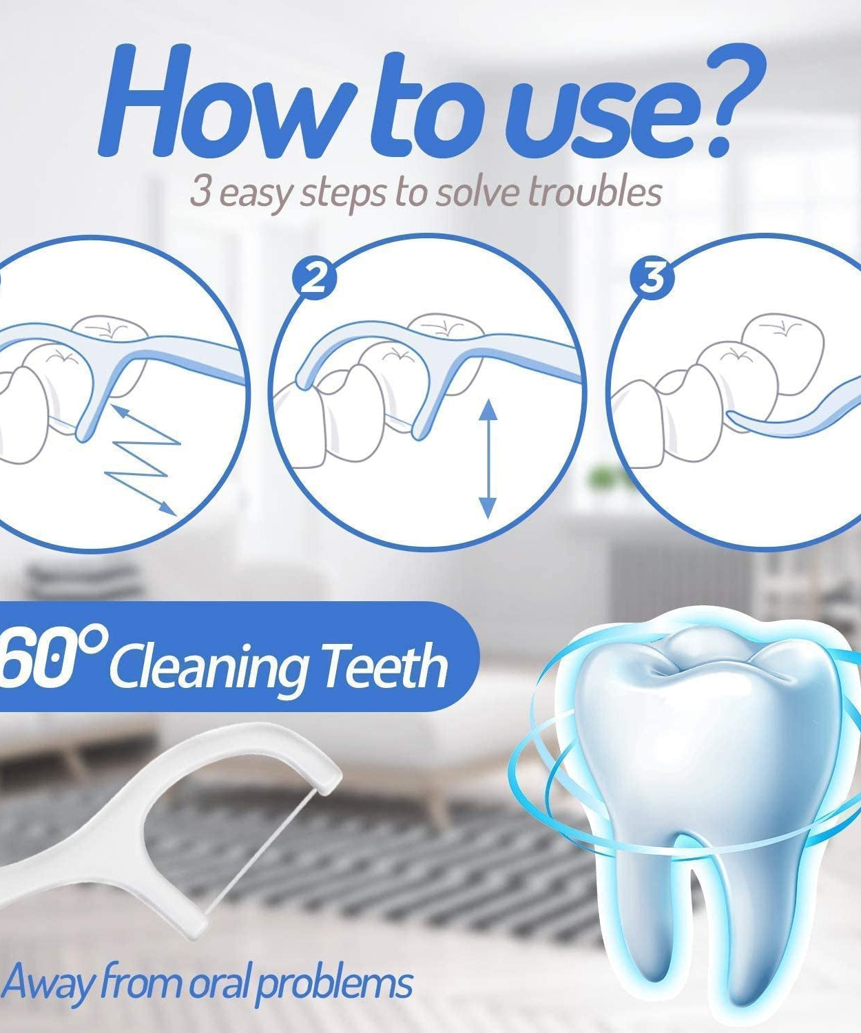 2 In 1 Tooth Picks Flosses, Portable Toothpicks, Resealable Oral Care Dental Flosser, Easy Storage Dental Pick for Fresh Breath and Healthy (300 Pcs Set)