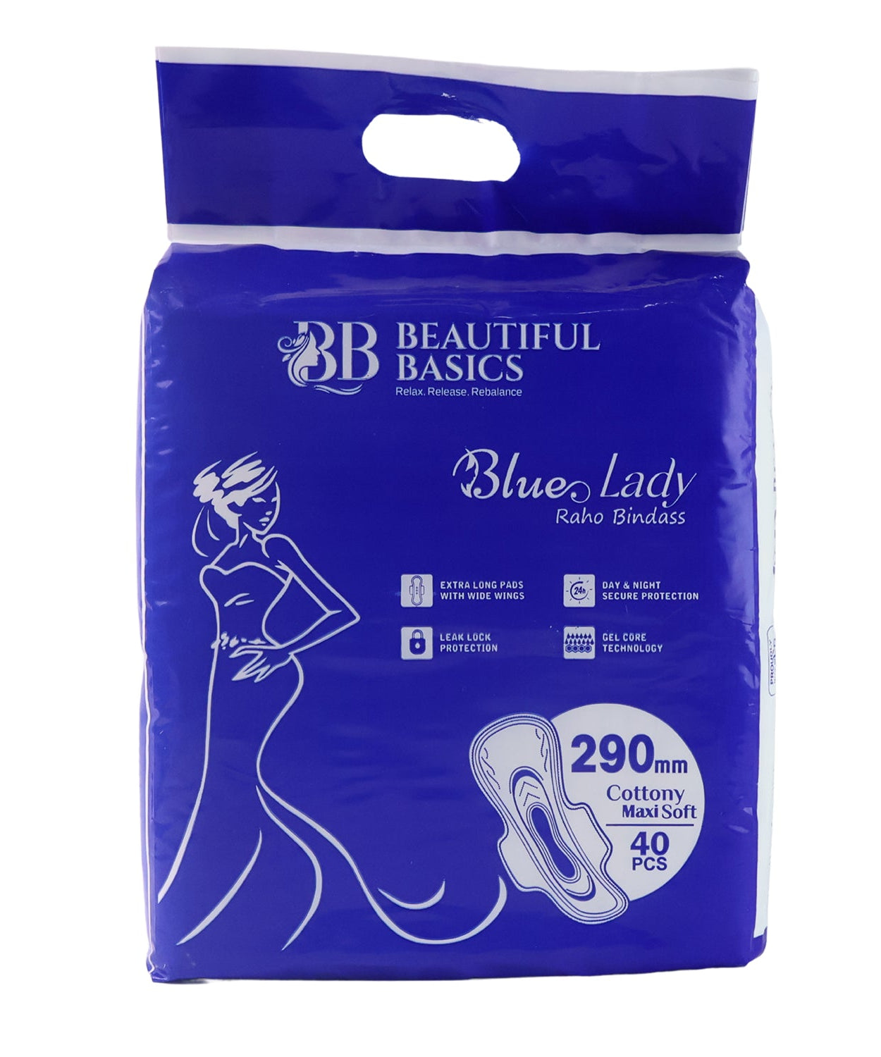 Blue Lady Extra Long Pads With Wides Wings Sanitary Pads – 290 mm, 40-Pack