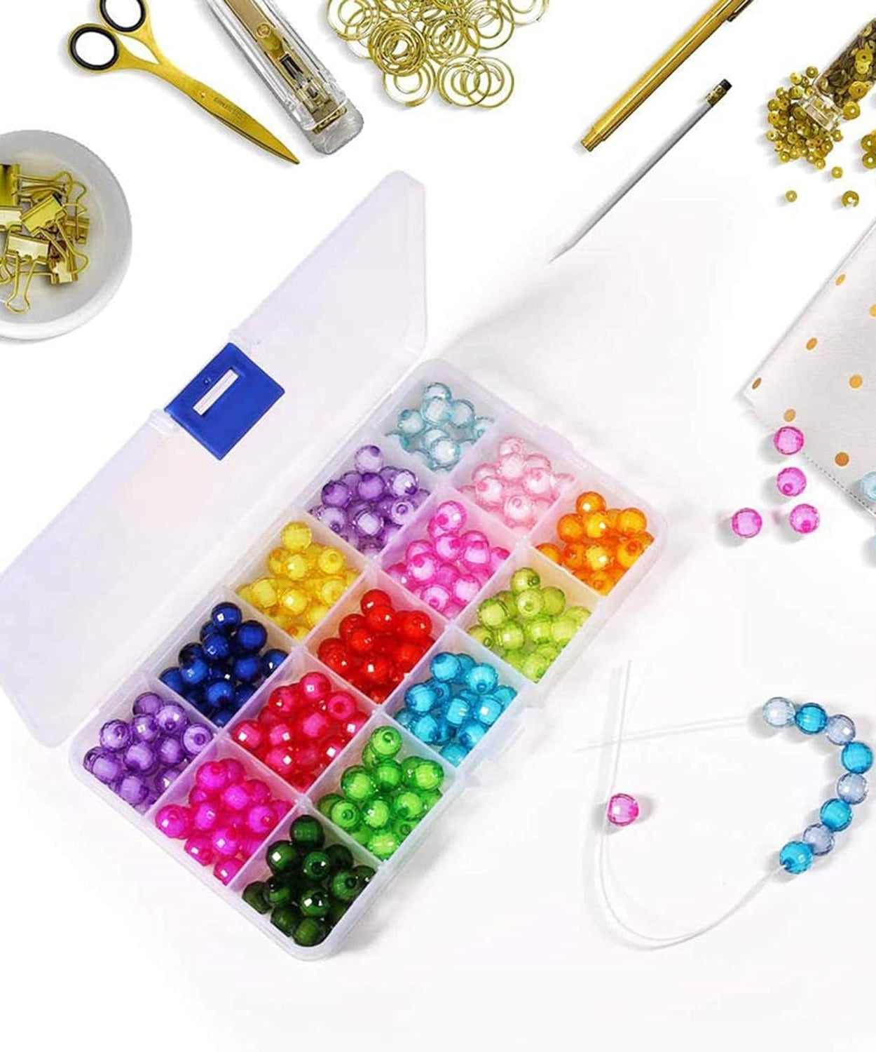 15-Grid Clear Plastic Jewelry Organizer Box with Dividers (1 Pc)