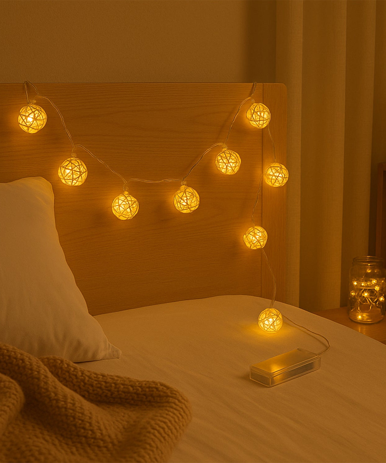 Battery Operated Rattan Ball String Decorative Fairy Lights
