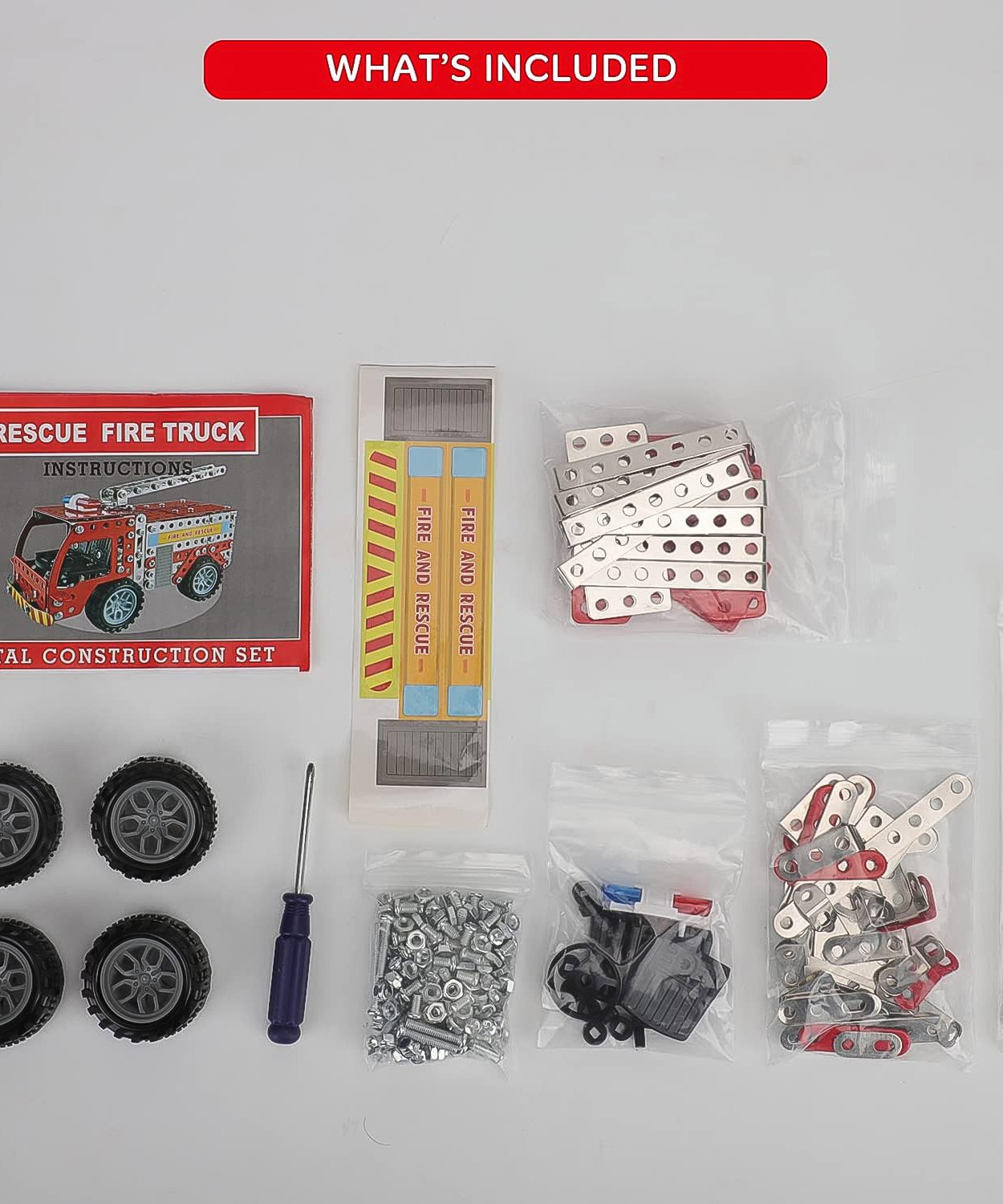 Metal Construction Fire Truck Kit for Kids