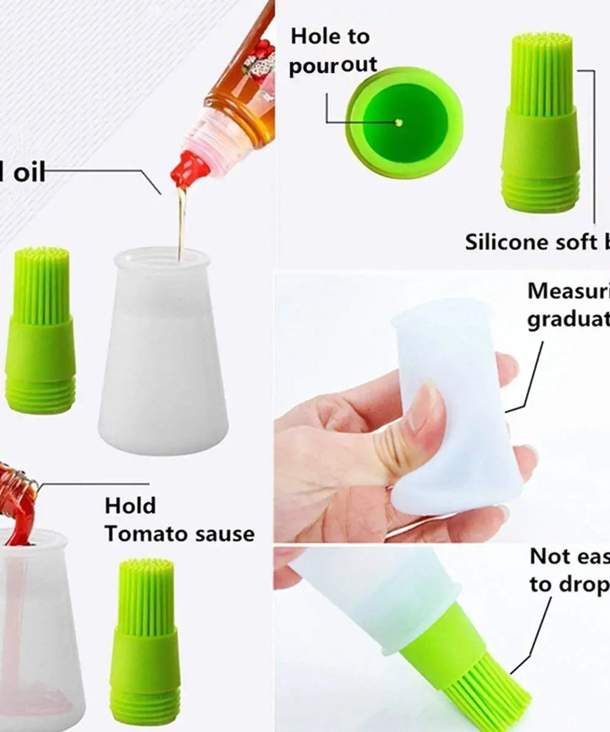 Cooking oil bottle with attached brush