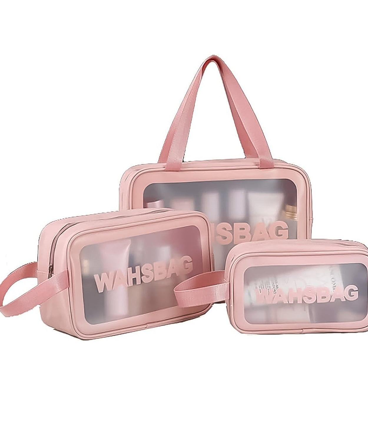 Cosmetic Pouch, Make up Bag for Home & Travel, Toiletry Bag for Cosmetics, Brushes, Accessories Set of 3 Small, Medium & Big - Wash Bag