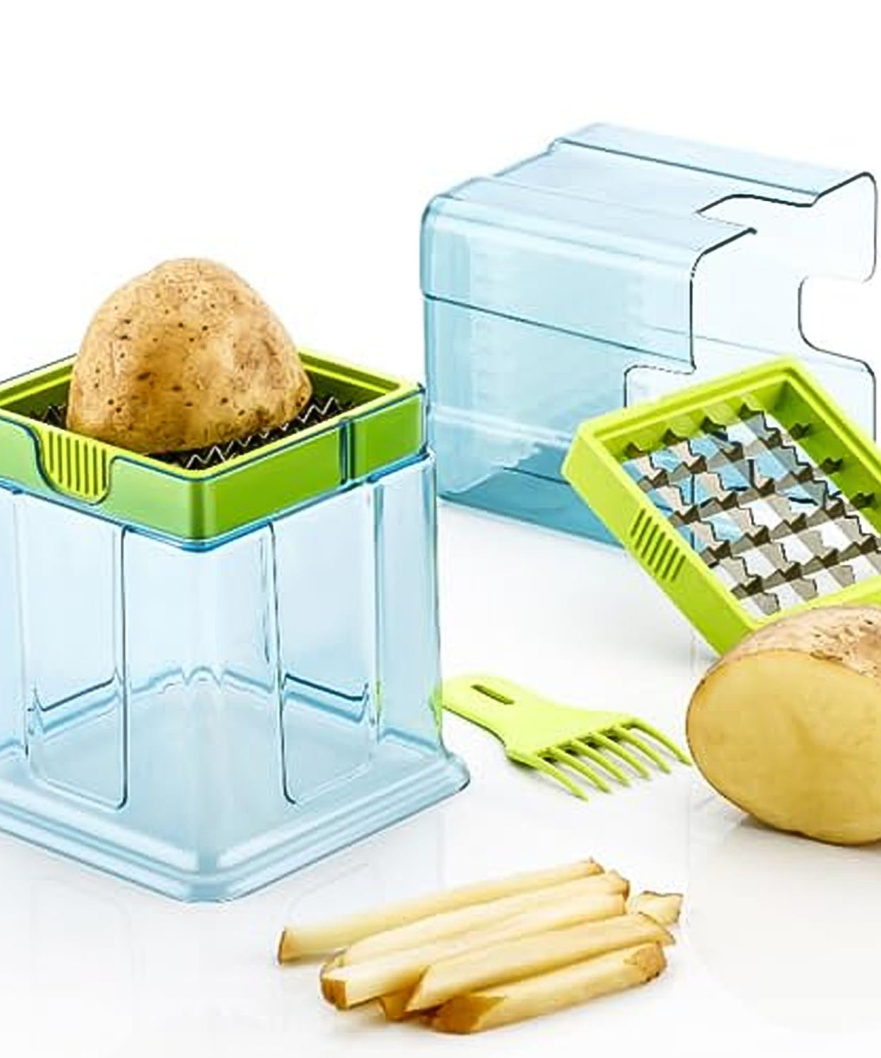 2-in-1 Potato Chipper & Slicer – French Fries Maker with Two-Blade Cutter (1 Pc)