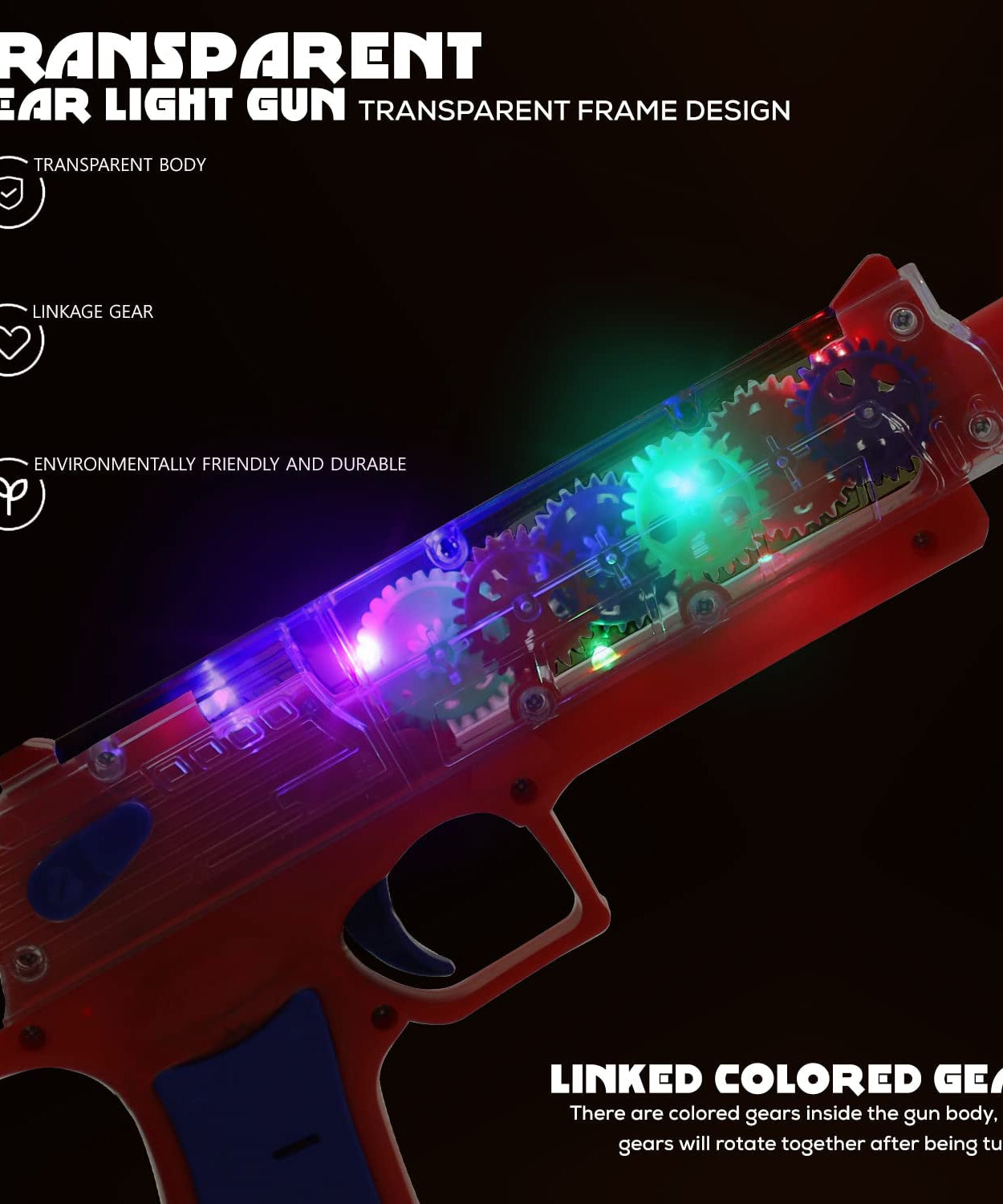 Plastic Gear Simulation Laser Toy Gun – 3D Lights, Music & Rotating Gear (1 Pc, 3+ Years)