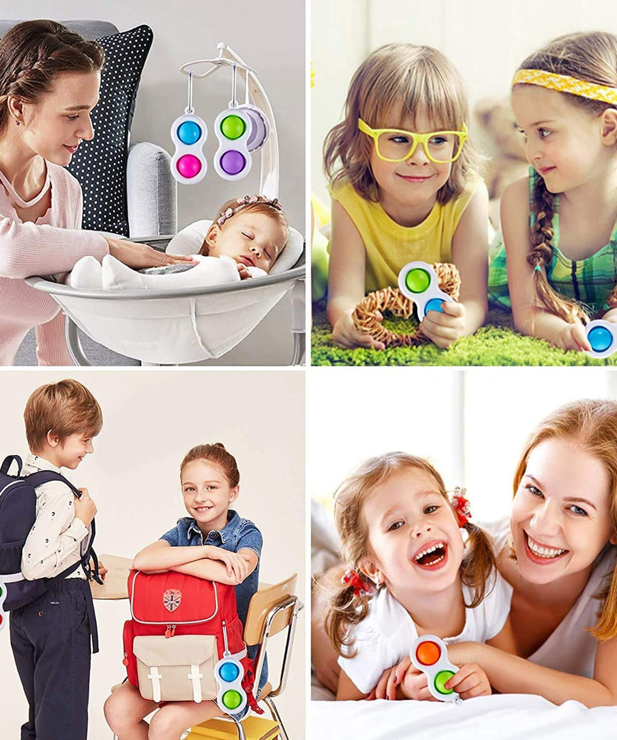 Colorful mini fidget toy with keychain attachment