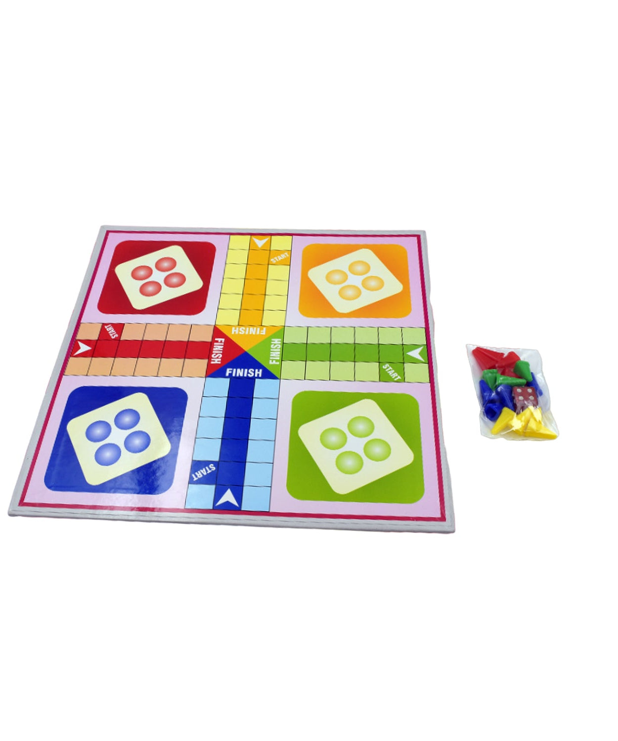 Family-friendly board game with Ludo and ladder games, suitable for ages 3 and up