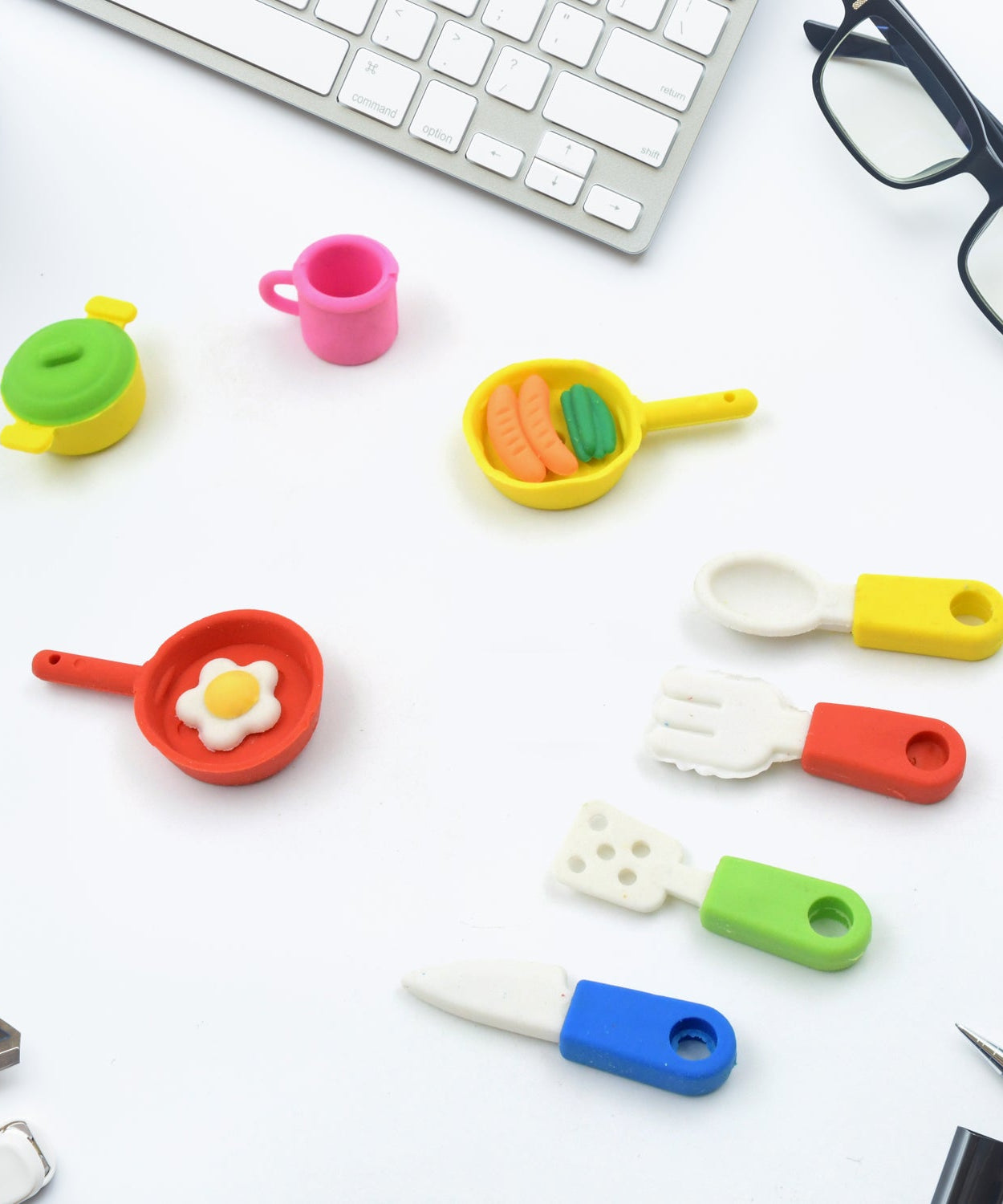 Fancy & Stylish Mini Erasers for Kids (8 Pc Set) - Fun Designs, Party Favors