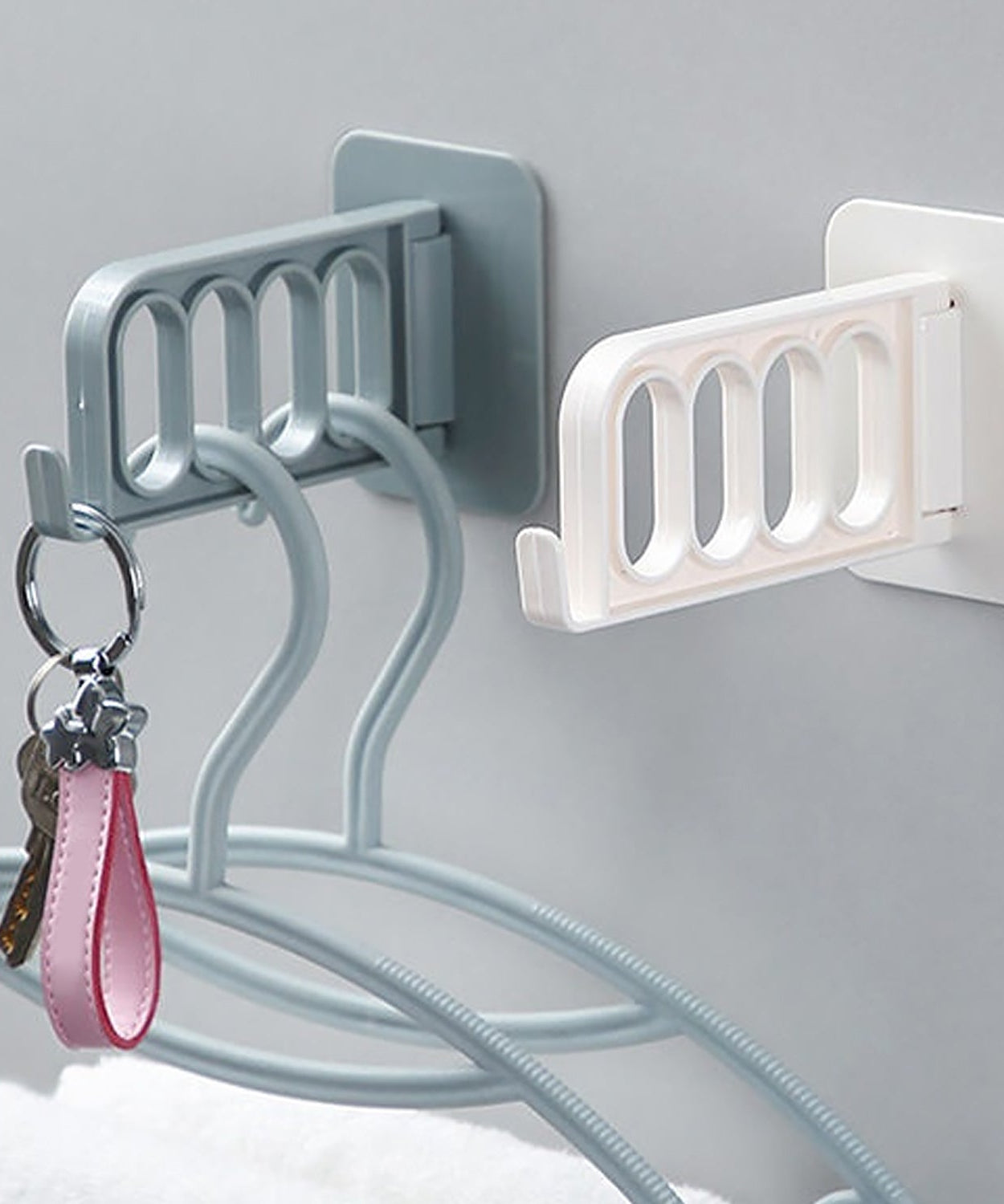 Single door hook for use in bathroom, kitchen, bedroom, or cubicle.