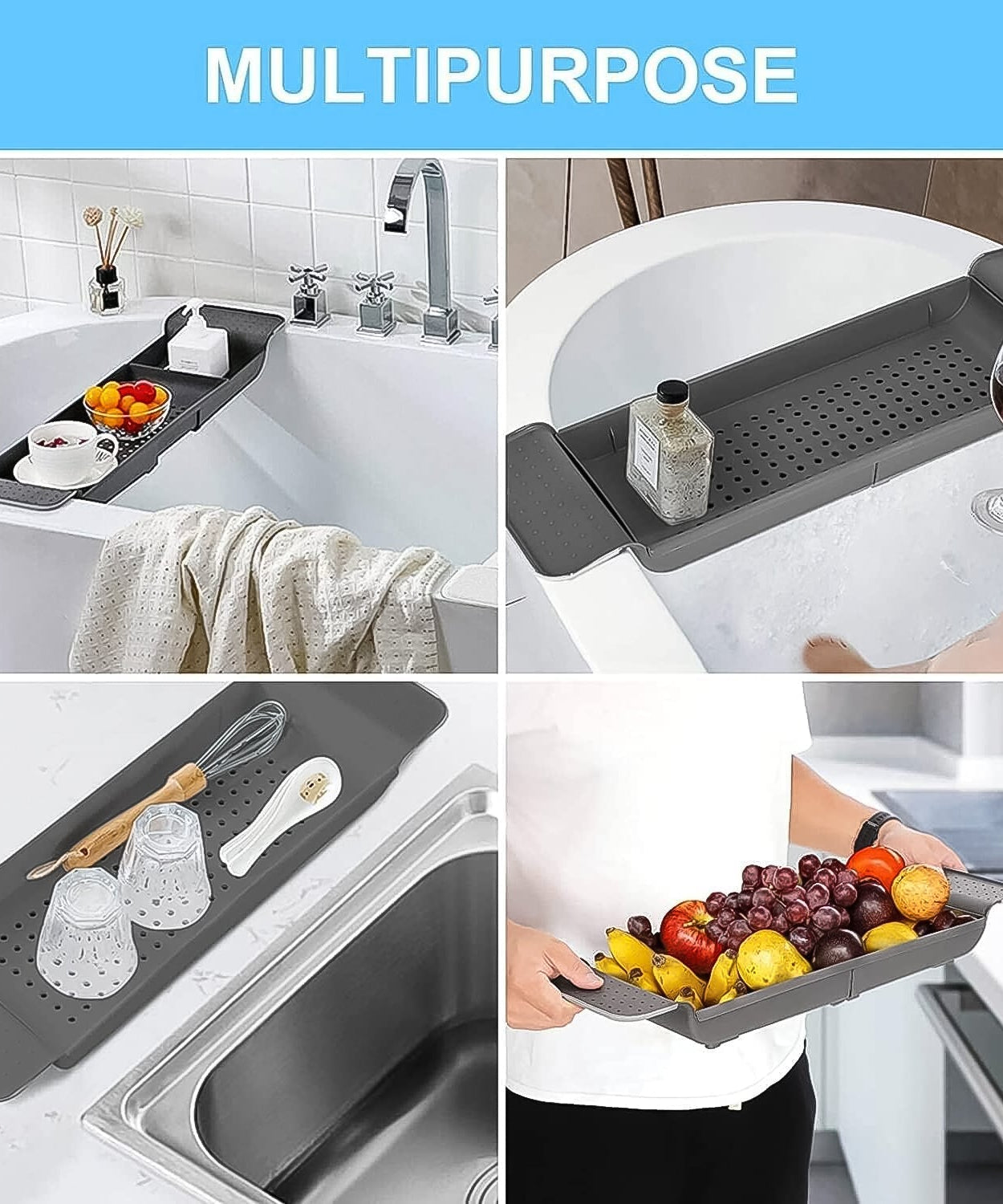 Retractable Bath Caddy, Retractable Bathtub (78 Cm Long Adjust / 1 Pc / With White Box)