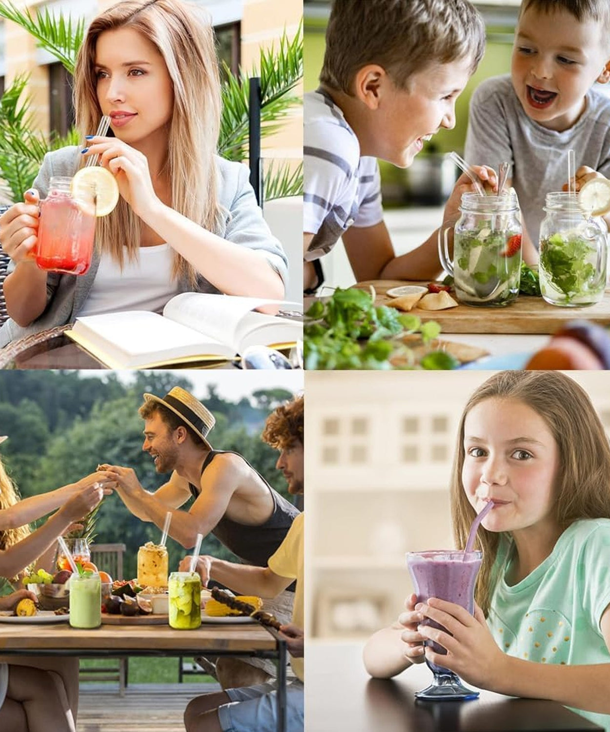 Reusable Glass Straws Clear Glass Drinking Straw 5Pc