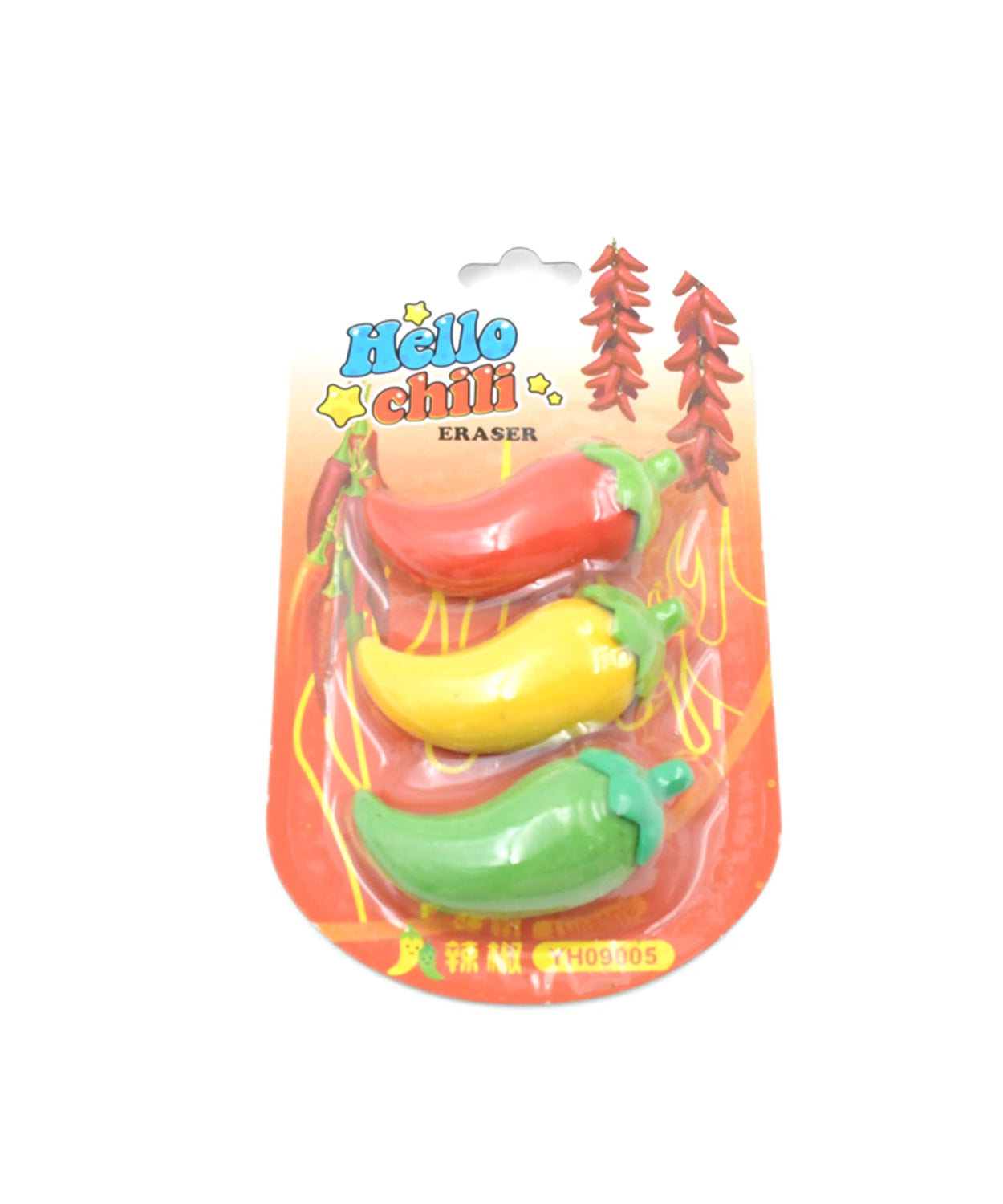 3D Fancy Colorful Chili Shape Erasers – Mini Novelty Eraser Set (3 Pc)