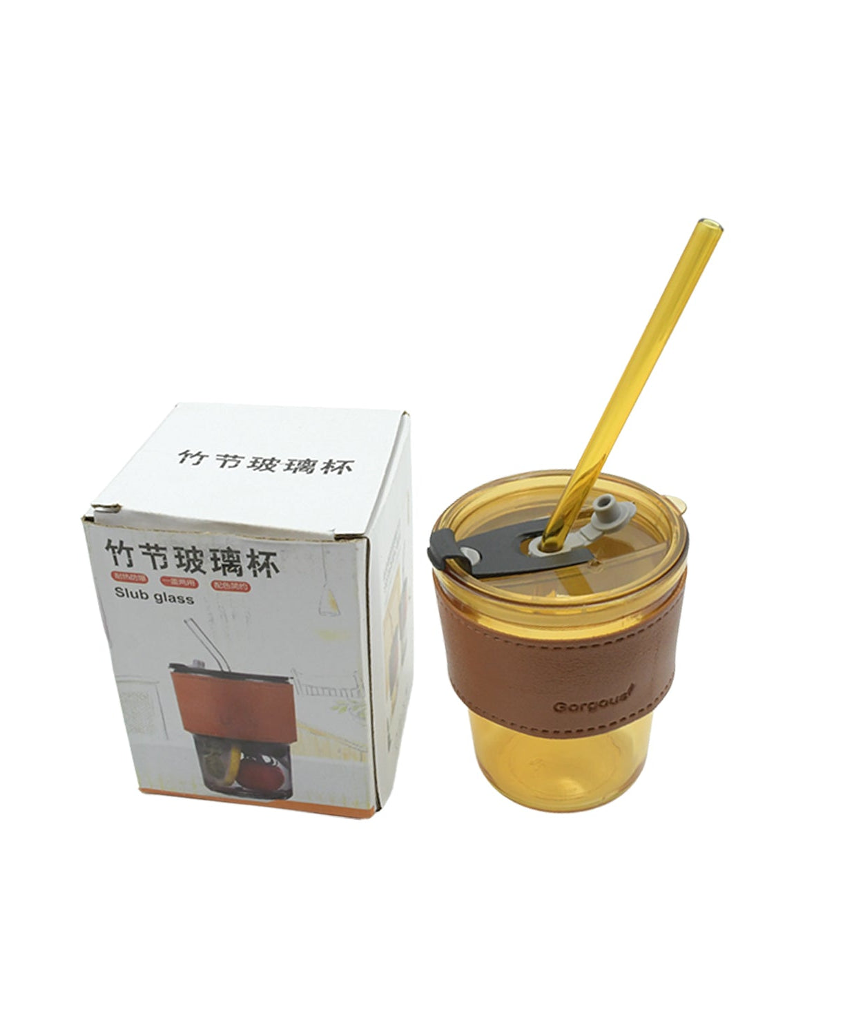 Glass coffee mug with lid and straw, ideal for daily use