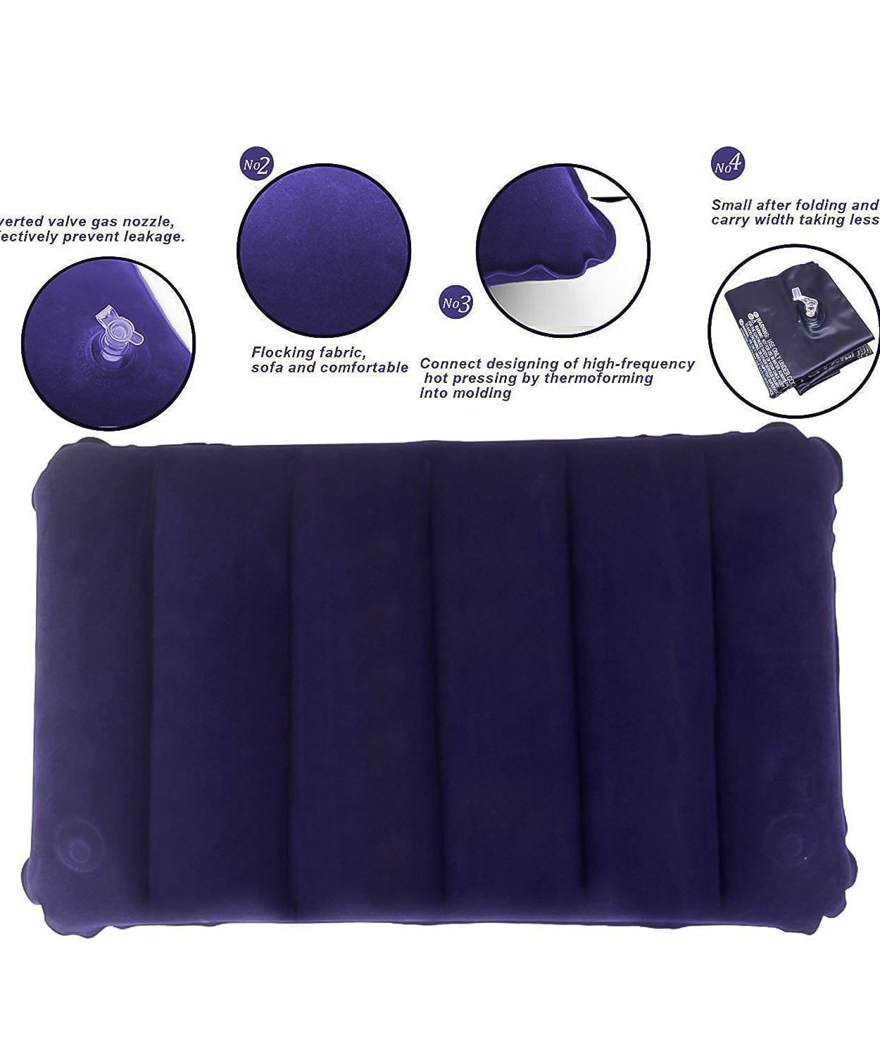 Velvet Air Inflatable Travel Pillow (Blue)