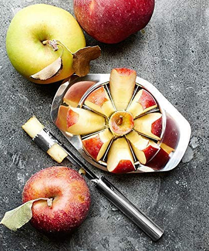 Sturdy apple cutter with ergonomic handle and sharp blades