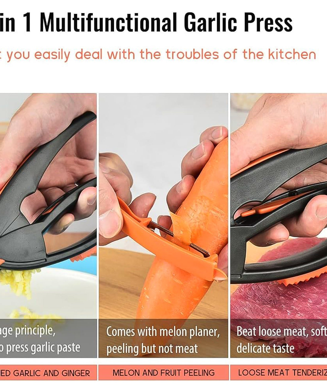 Multifunctional Garlic Press, Garlic Mincing & Crushing Tool (1 Pc)