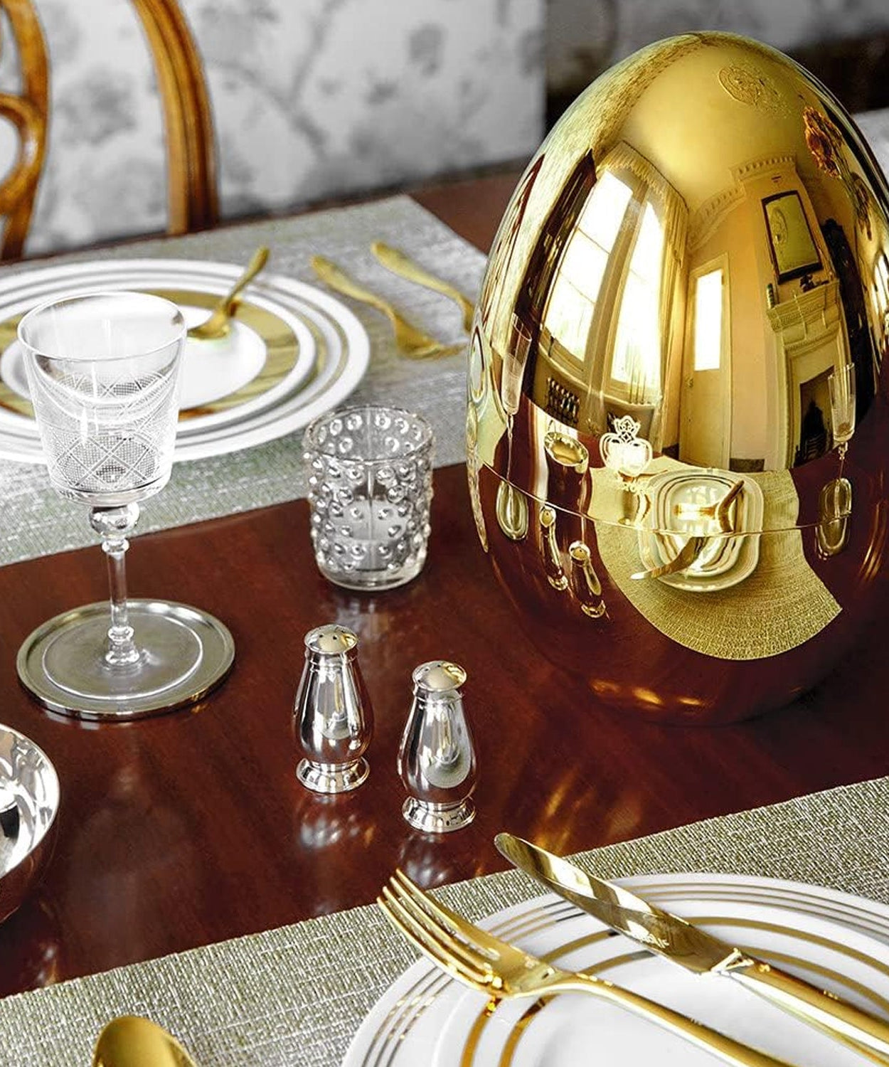 Premium Cutlery Set 24 Pcs with Oval Shaped Stand | Beautiful Stylish Oval Designed Cutlery Sets, Egg-Shaped Luxury Spoon Holder Set  (Golden / 24 pcs set)