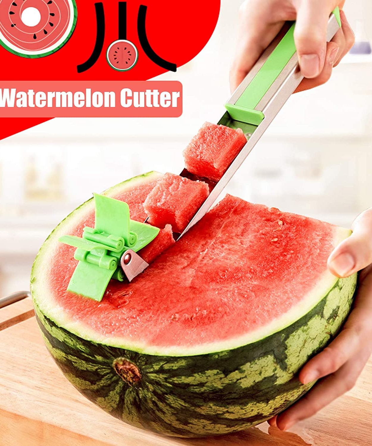 Stainless Steel Washable Watermelon Cutter – Windmill Slicer & Peeler