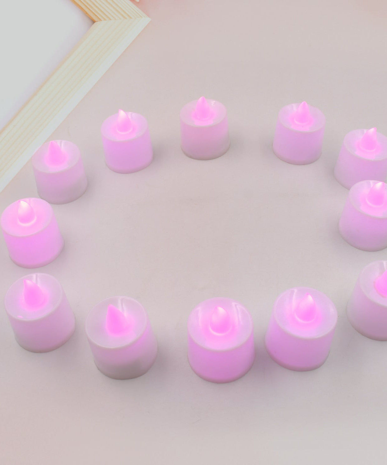 Smokeless plastic pink LED tealights for festival